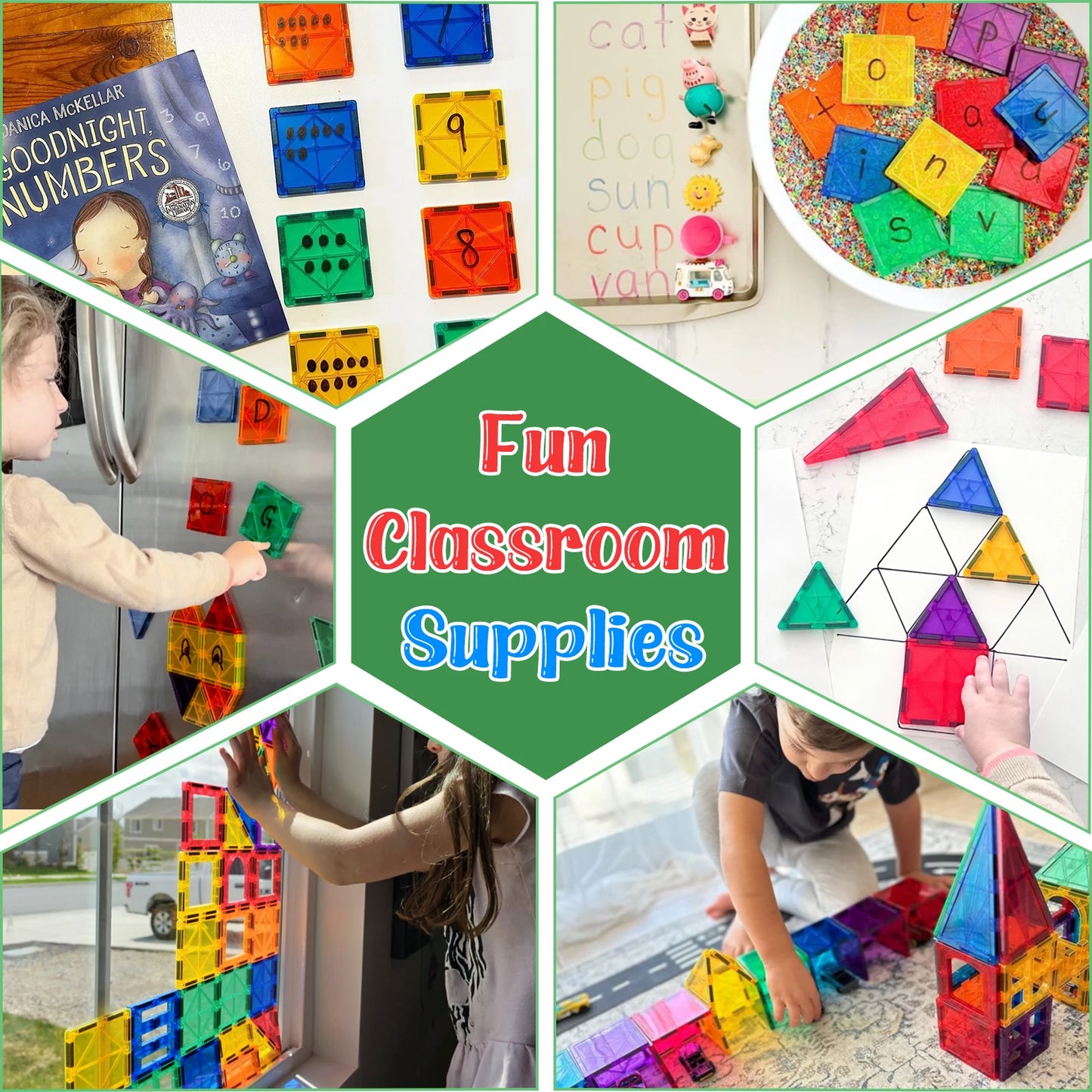 Kids Toys Magnetic Tiles Starter Set Classroom Must Haves, Magnetic Blocks for Toddlers Magnet Building Toys