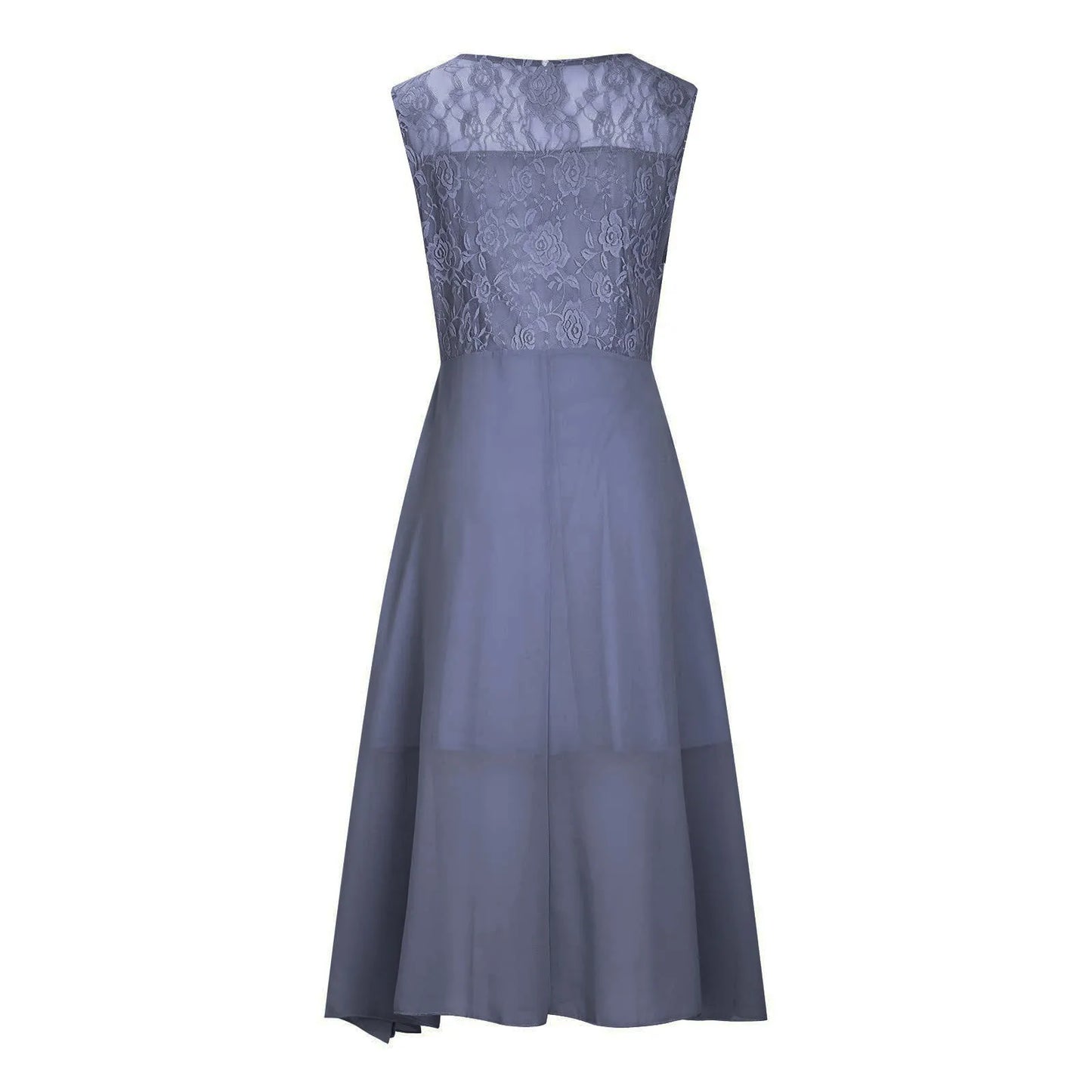 Women'S Dress Chiffon Elegant Lace Patchwork Dress Cut-Out Sleeveless Dress Bridesmaid Evening Dress Ropa De Mujer