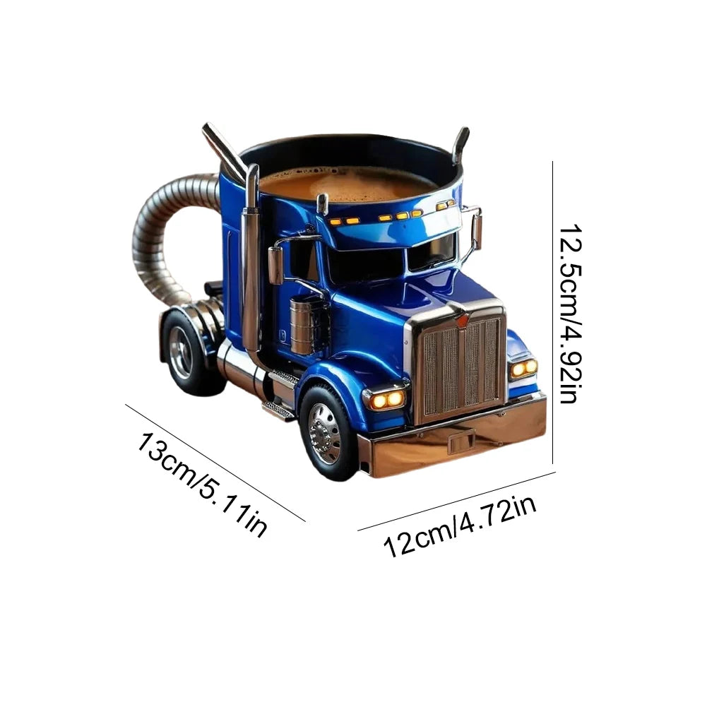 1PCS Creative Truck Design Coffee Mug 11 Ounces Semi-trailer Water Cup Desktop Home Kitchen Semi Truck Coffee Cup Ornament