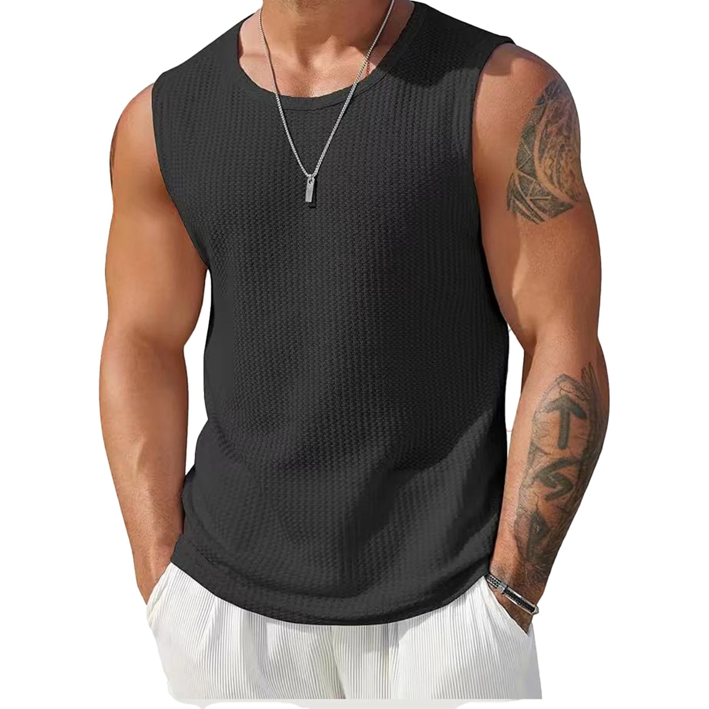 Men's Ribbed Knit Tank Tops for Casual Workout and Style - Ky Ky Kiwi