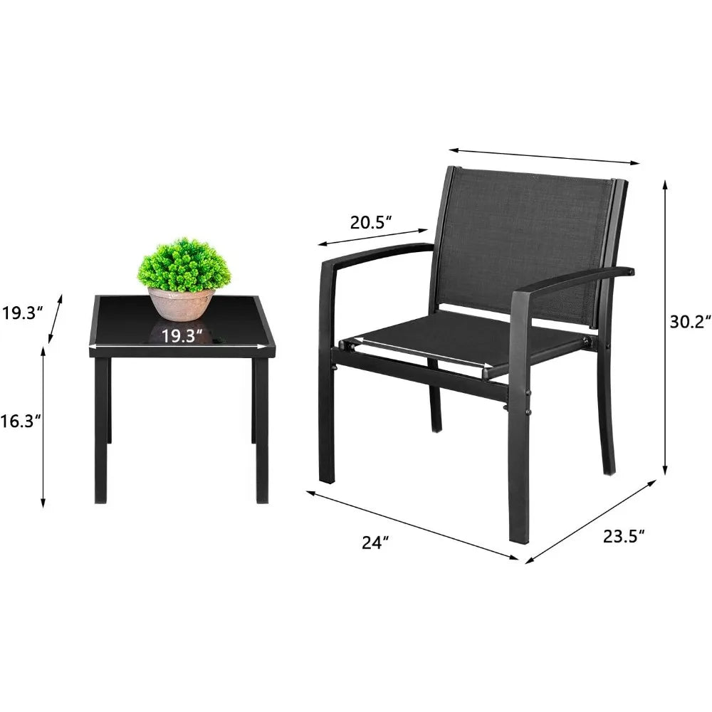 Modern Outdoor Patio Conversation Bistro Set with Coffee Table - Ky Ky Kiwi