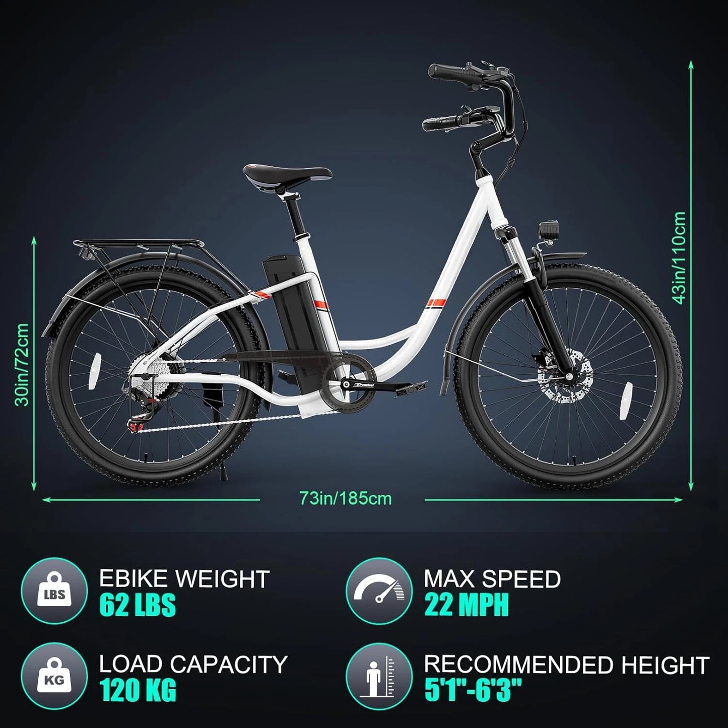 Powerful Electric Bike with Removable Battery and Cruise Control - Ky Ky Kiwi
