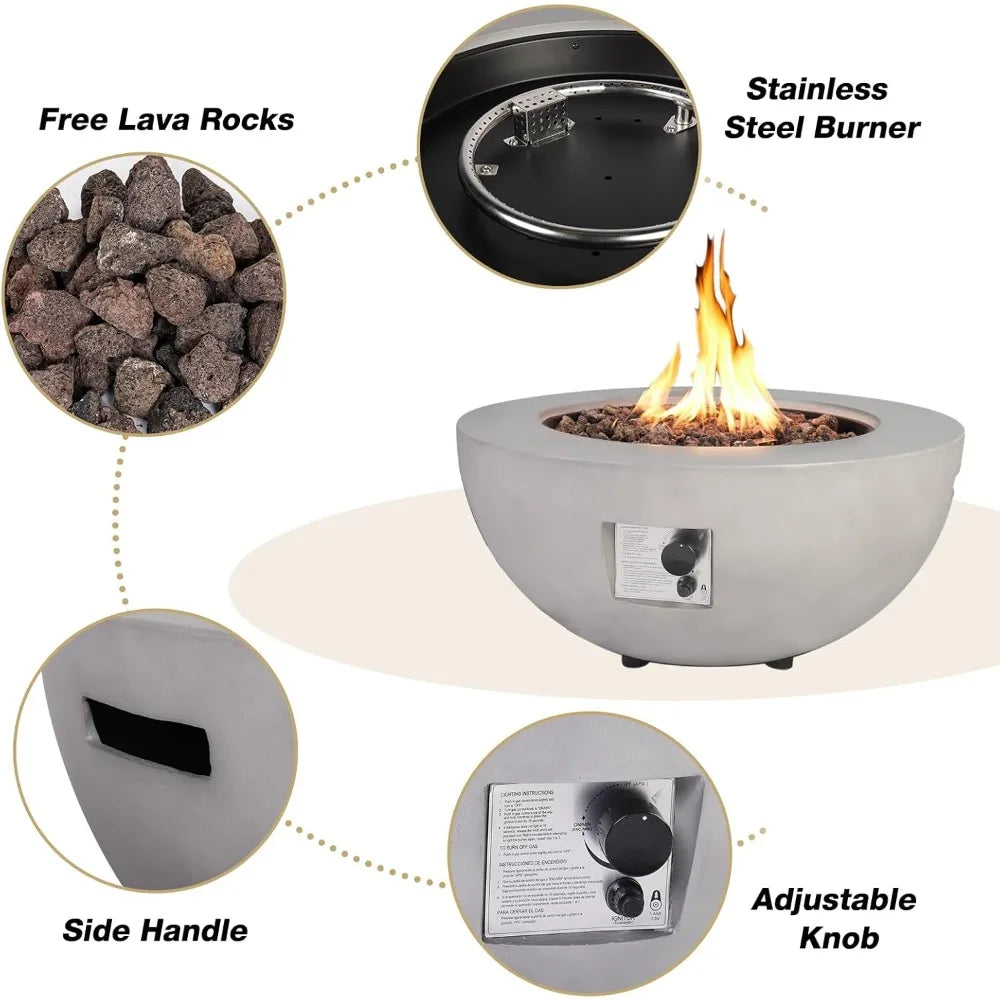 2-Piece Outdoor Propane Fire Pit Table Set with Tank Cover - Ky Ky Kiwi
