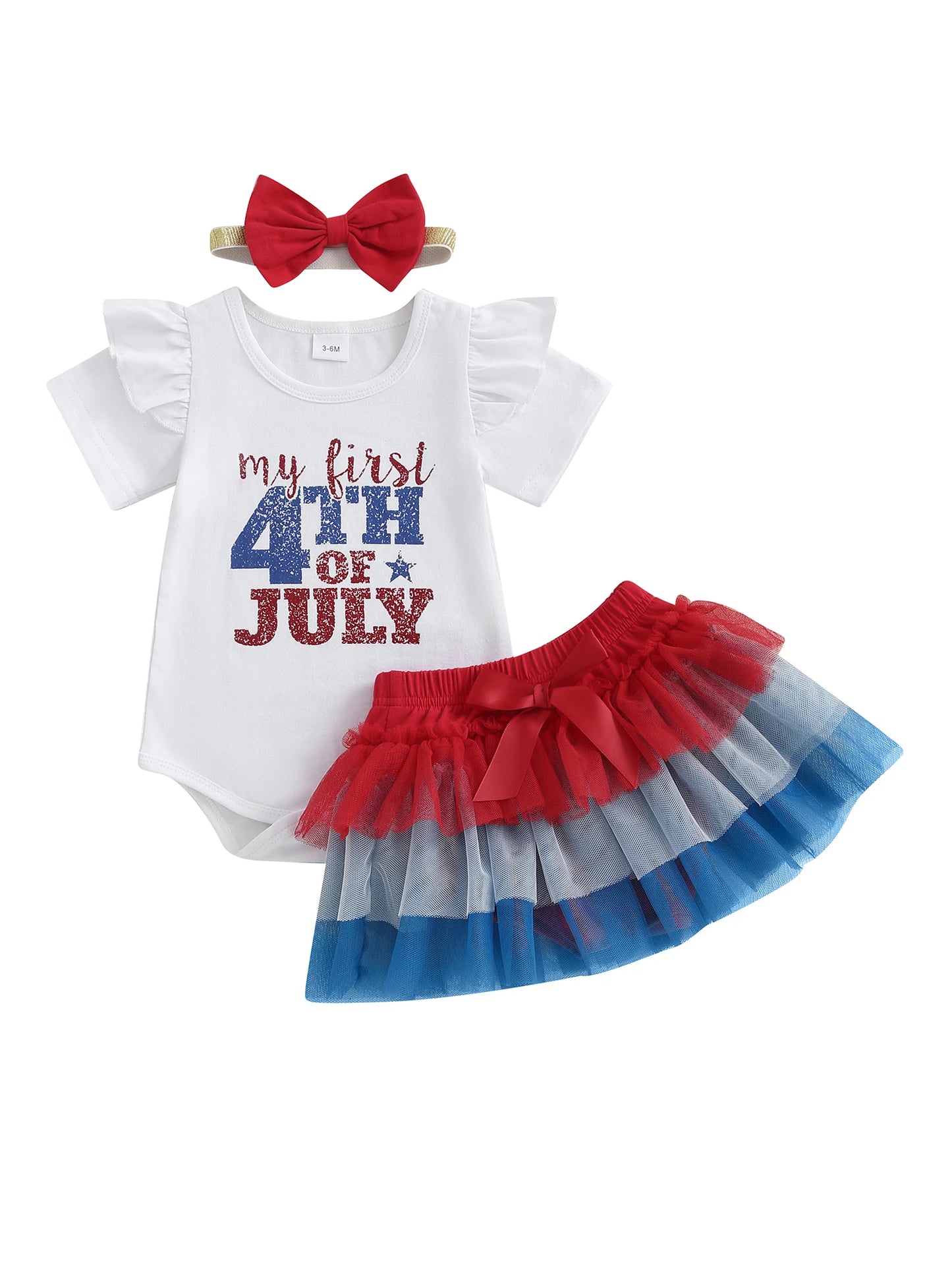 Toddler Girls Patriotic American Flag Romper Dress Set - Ky Ky Kiwi