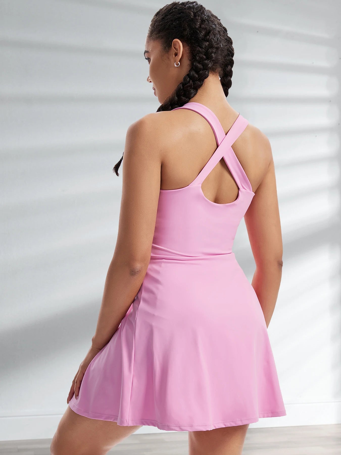 Womens V Neck Tennis Dress with Built-in Shorts and Pockets - Ky Ky Kiwi