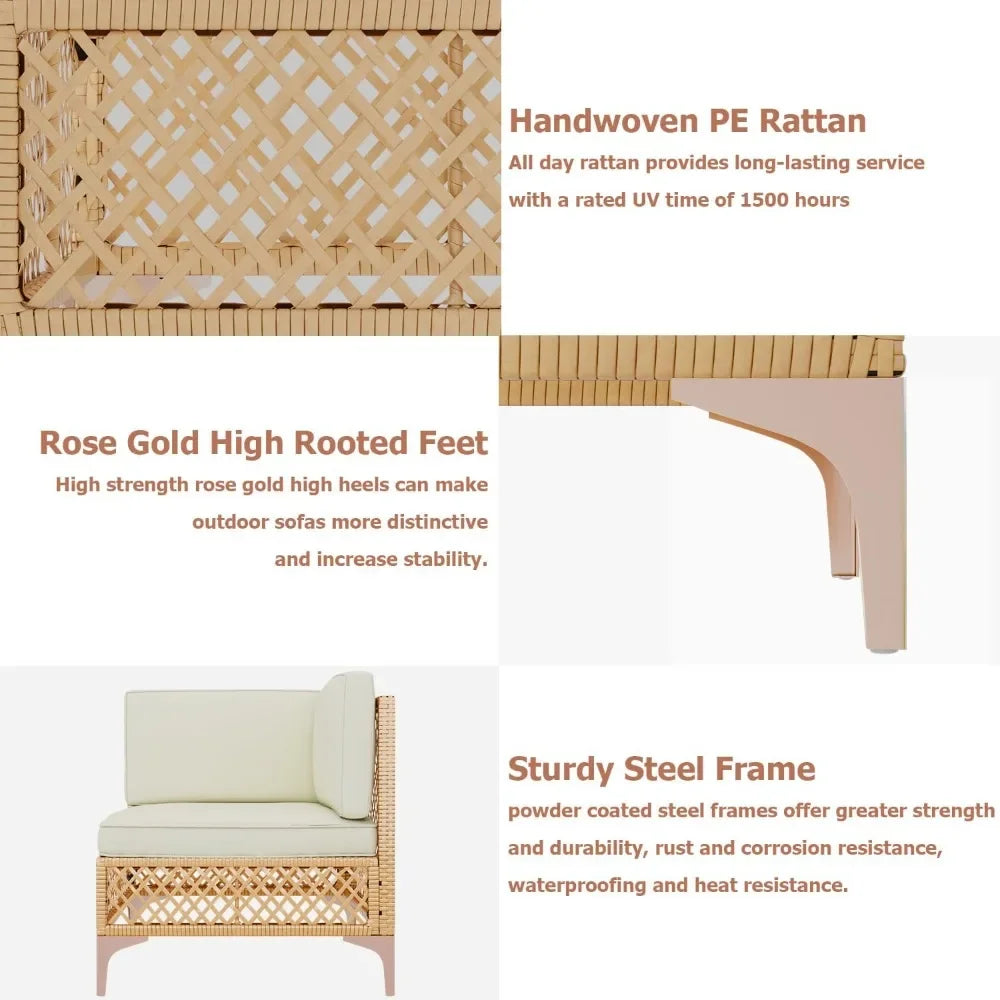 Luxury Wicker Outdoor Patio Furniture Set with Cushions and Table - Ky Ky Kiwi