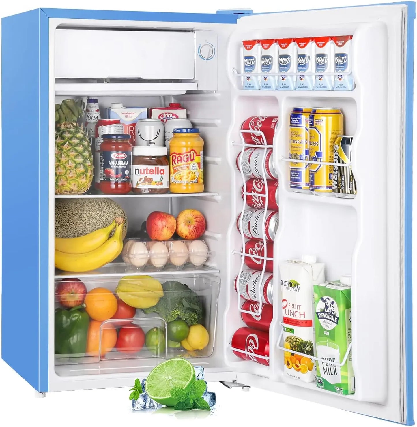 Upstreman 3.2 Cu.Ft Mini Fridge with Freezer, Single Door, Adjustable Thermostat, Refrigerator for Dorm, Office, Bedroom