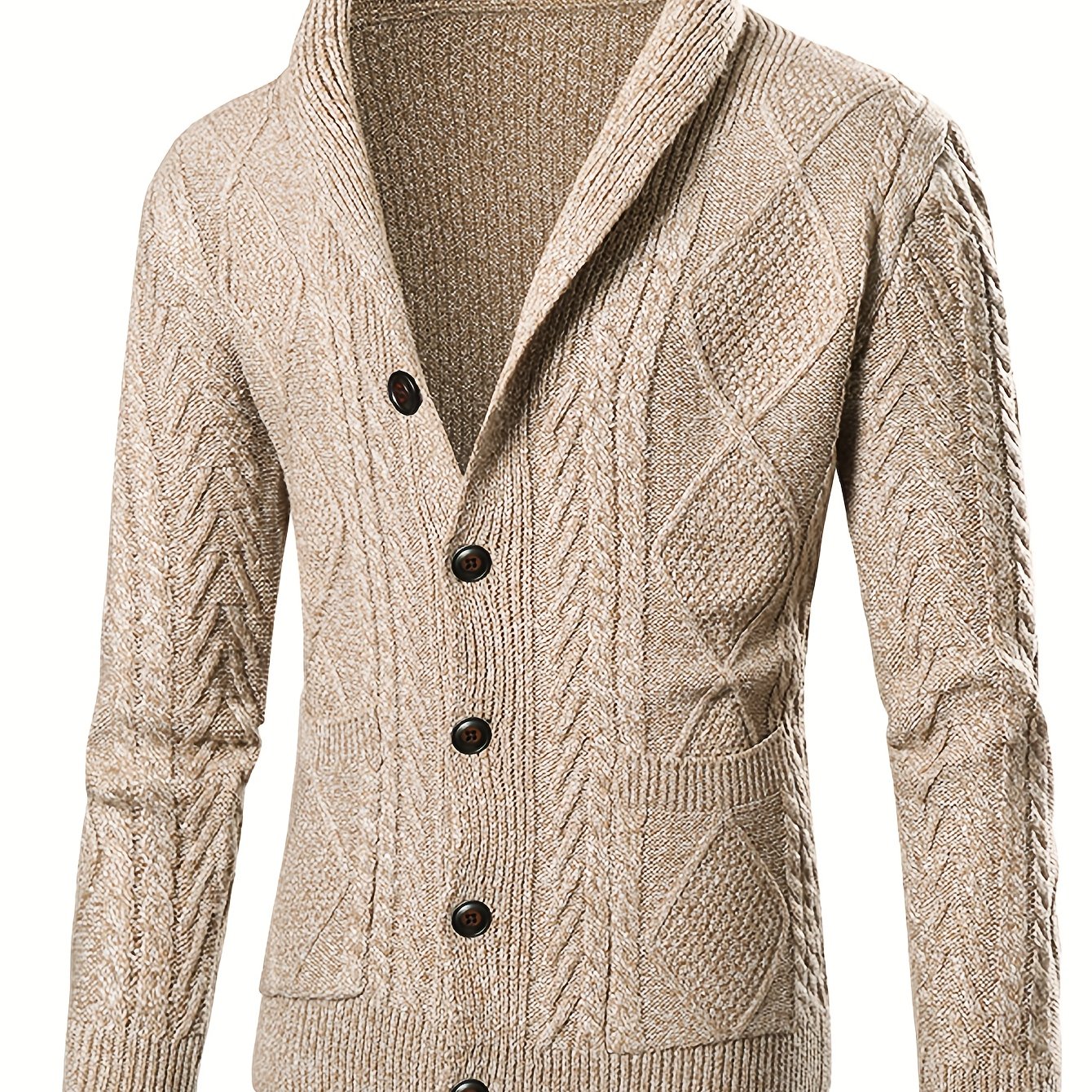 Men's Slim Knit Cardigan Sweater Jacket With PremiumWinterDurablePocketsWithSeamlessFinish VNeck