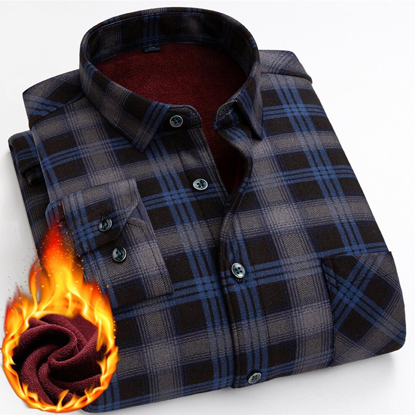 Mens Double Sided Plaid Winter Shirt Jacket For Casual Everyday Warm Durable Outerwear