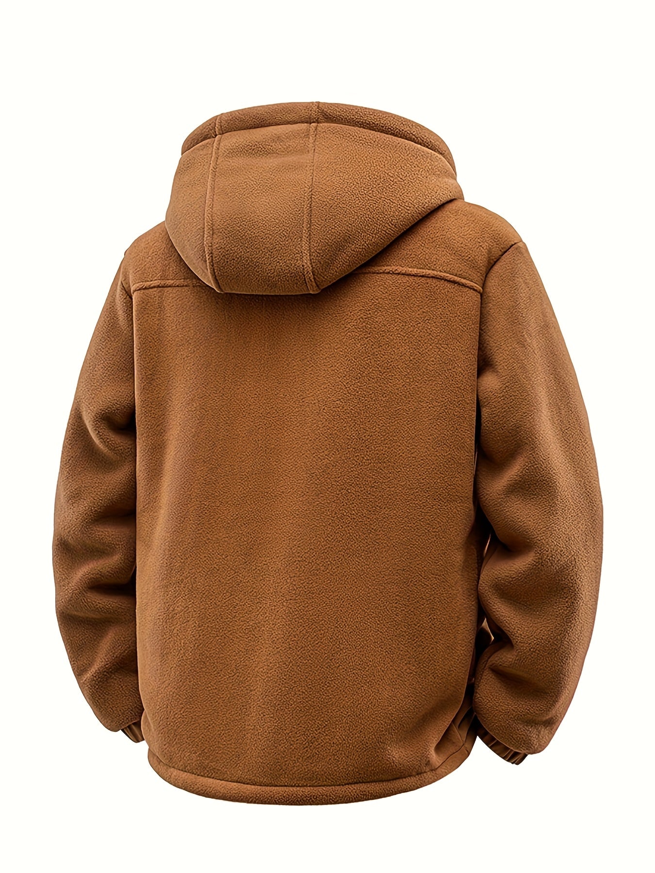 Mens Thick Synthetic Like Hooded Jacket Windproof Winter Coat Full Zip Relaxed Fit Camping Outerwear