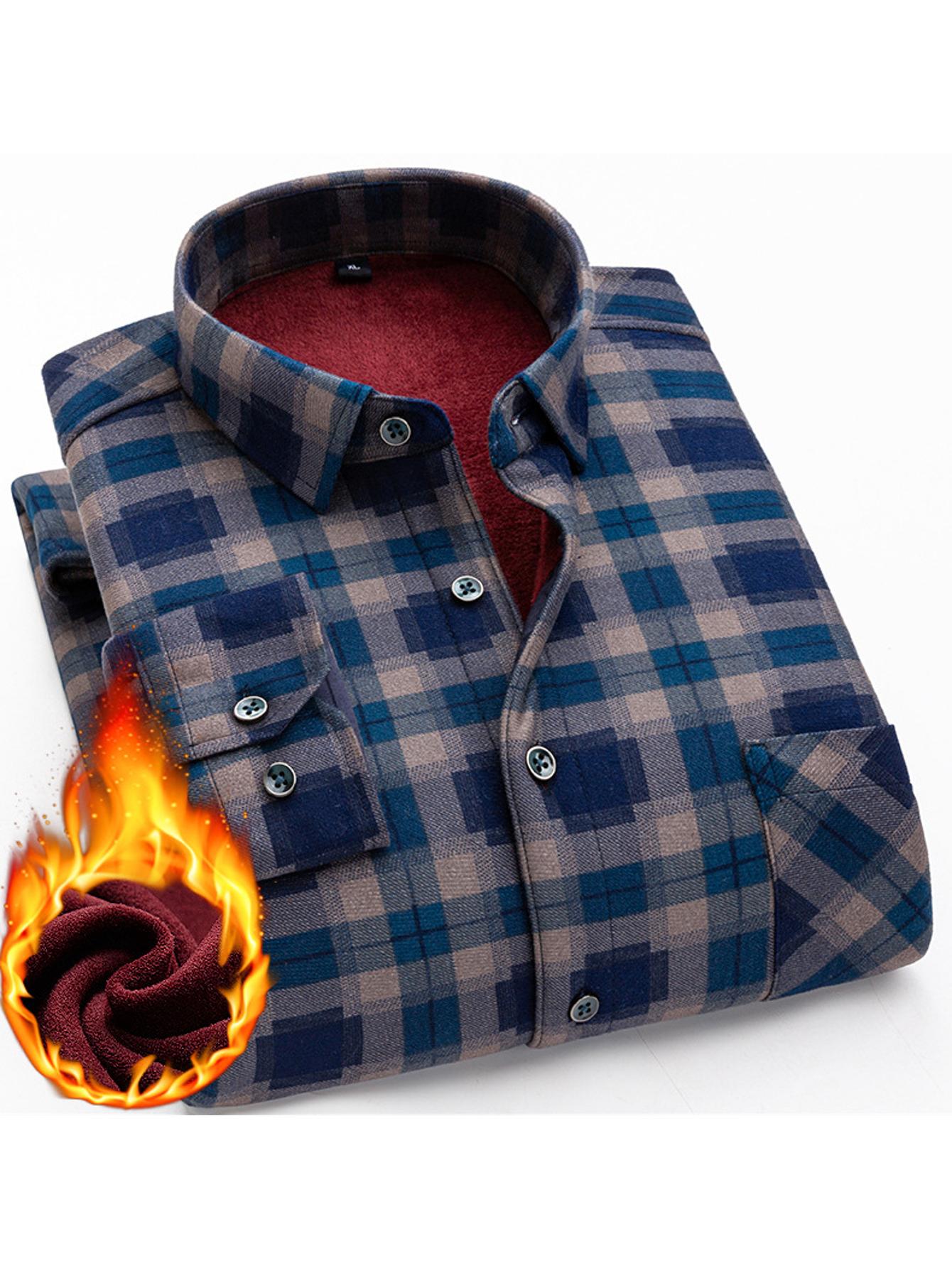 Mens Double Sided Plaid Winter Shirt Jacket For Casual Everyday Warm Durable Outerwear