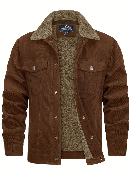 EKLENTSON Mens Winter Corduroy Jacket With Sherpa Lined Warmth TruckerWorkwearStyle