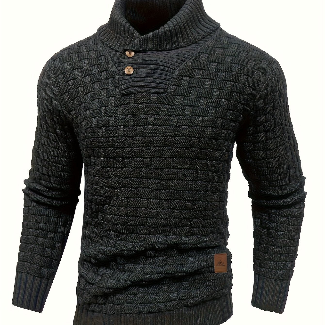 Mens Waffle Knit Sweater Coat With Lapel Collar Button Up For Office And Business Casual Wear