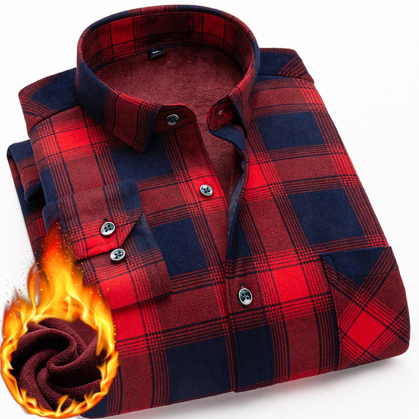 Mens Double Sided Plaid Winter Shirt Jacket For Casual Everyday Warm Durable Outerwear