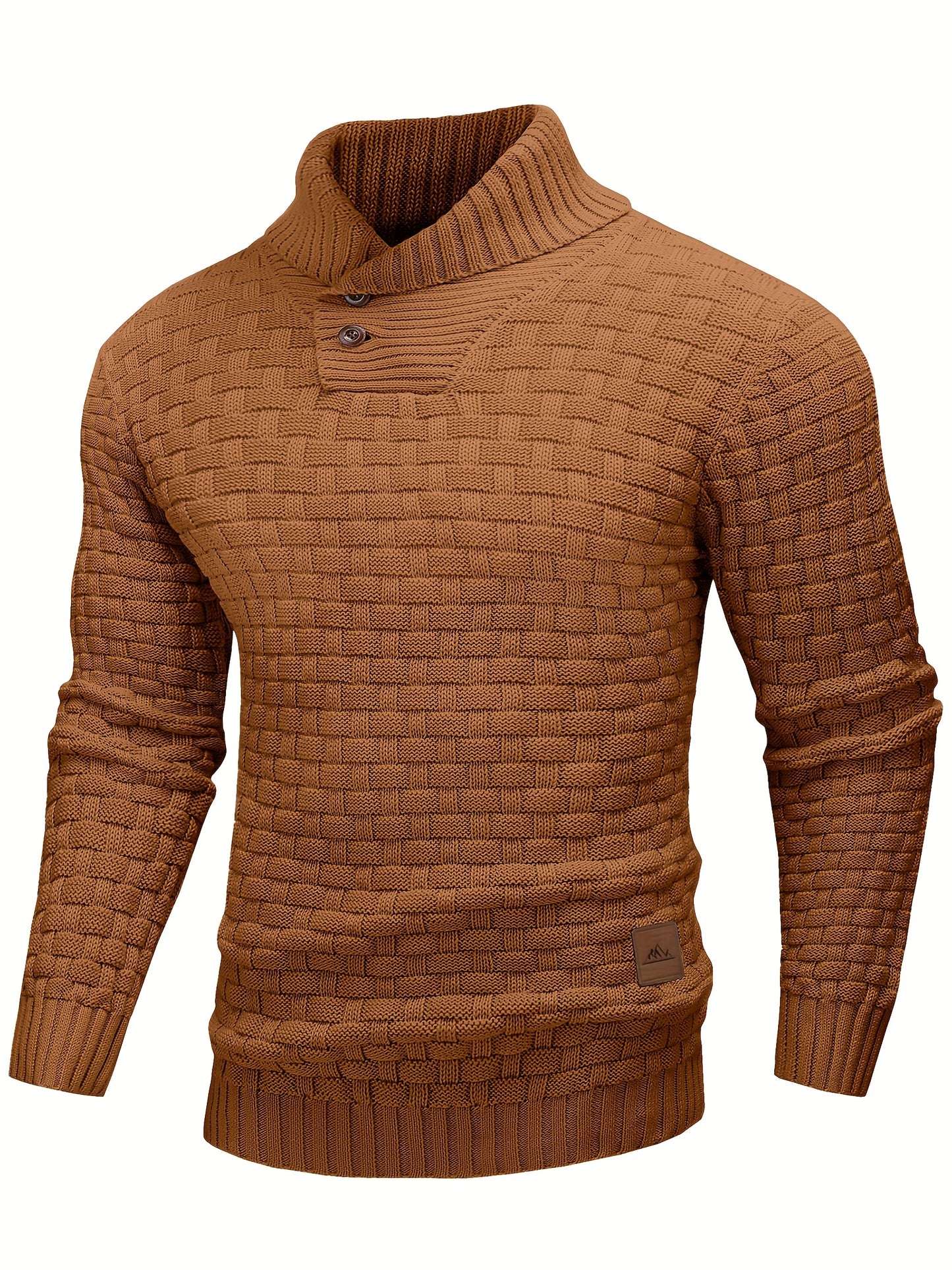 Mens Waffle Knit Sweater Coat With Lapel Collar Button Up For Office And Business Casual Wear