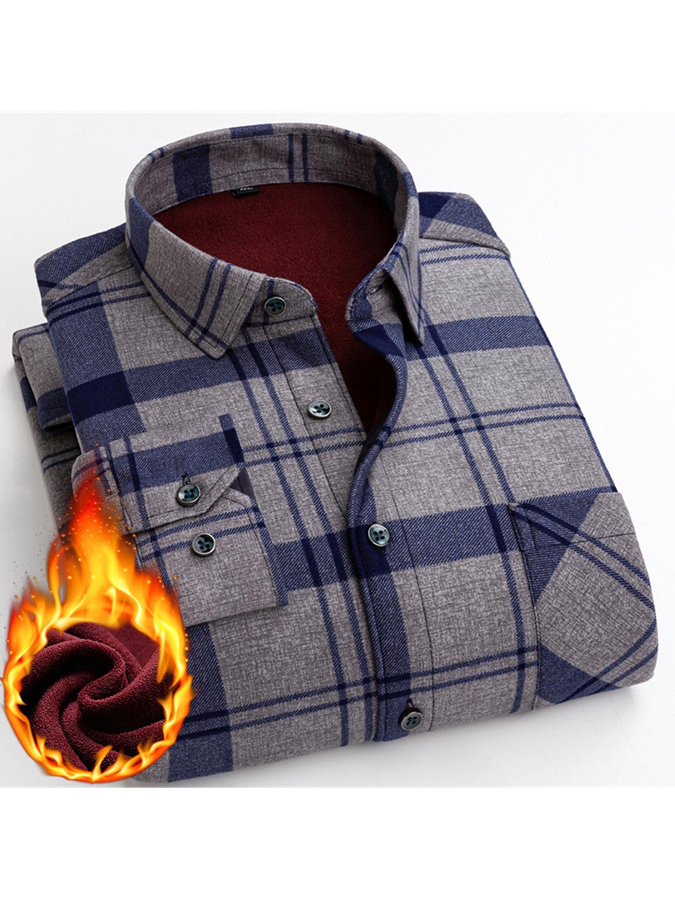 Mens Double Sided Plaid Winter Shirt Jacket For Casual Everyday Warm Durable Outerwear