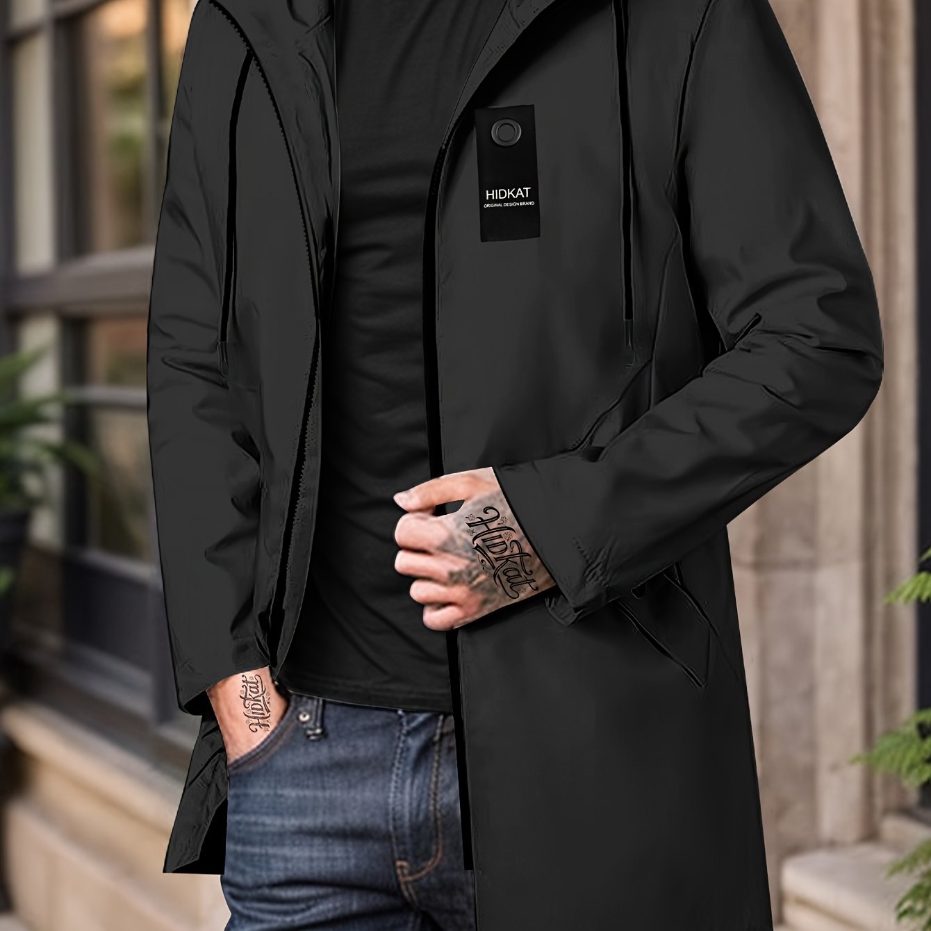 Mens Lightweight Hooded Jacket Full Zip Softshell With Zippered Pockets For Everyday Wear