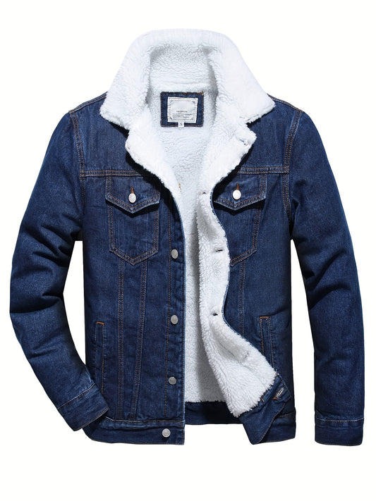 Mens Ultrawarm Insulated Fleece Lined Faux Denim Jacket Weatherproof Windbreaker