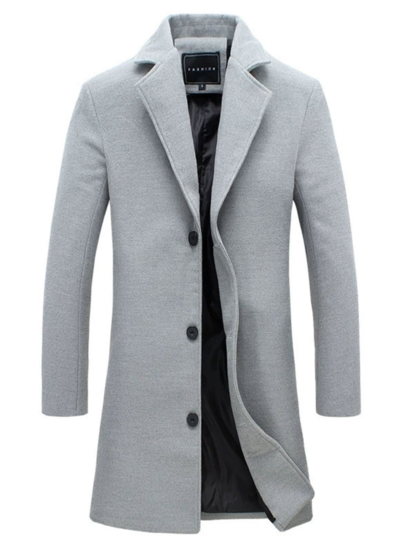 Men's Heavy Windproof Wintertime Overcoat Buttoned Closure Lapel Collar Insulated