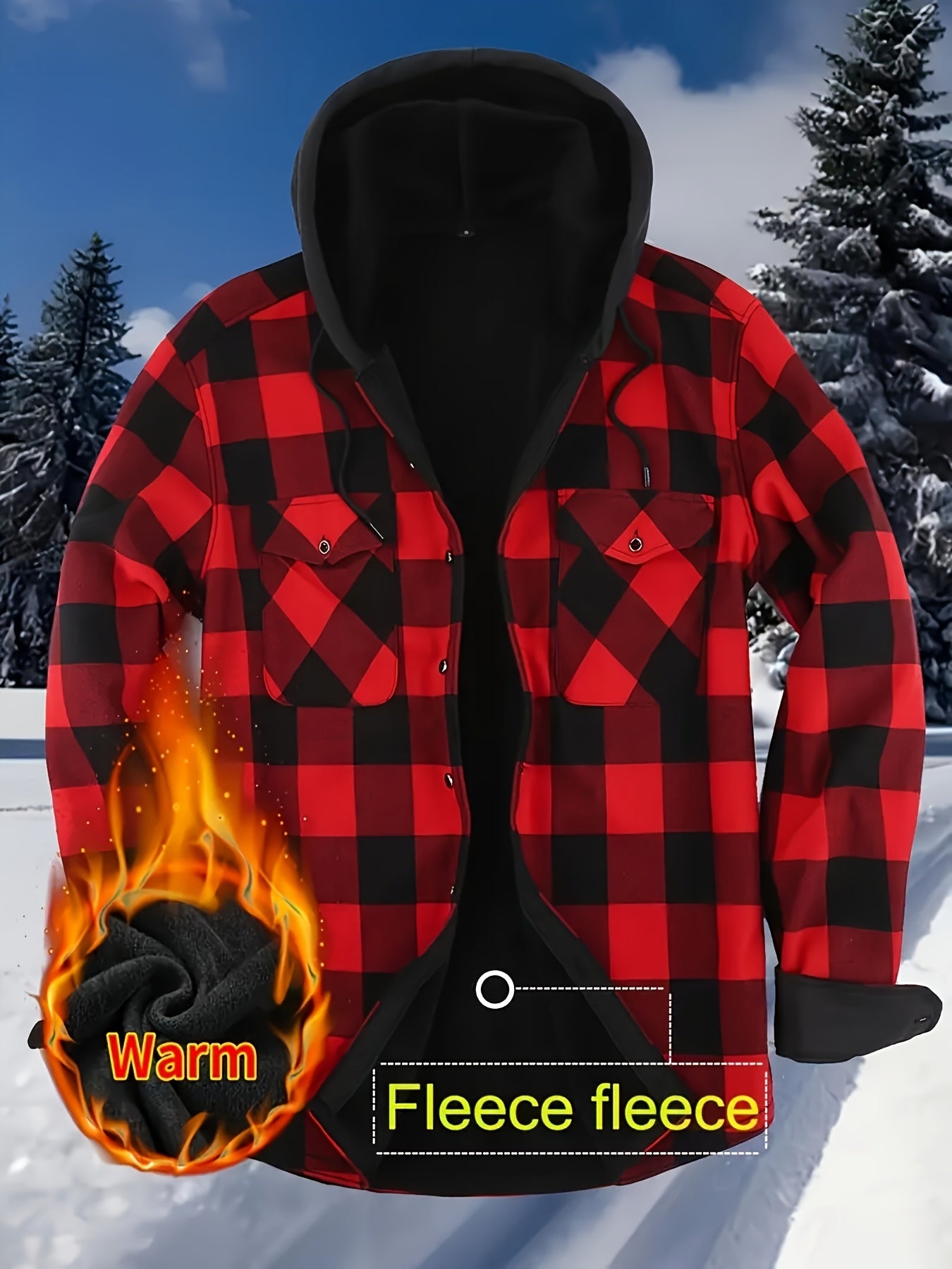 Mens Premium FleeceLined Shacket Hooded Shirt Jacket Allseason Weatherproof Warmth