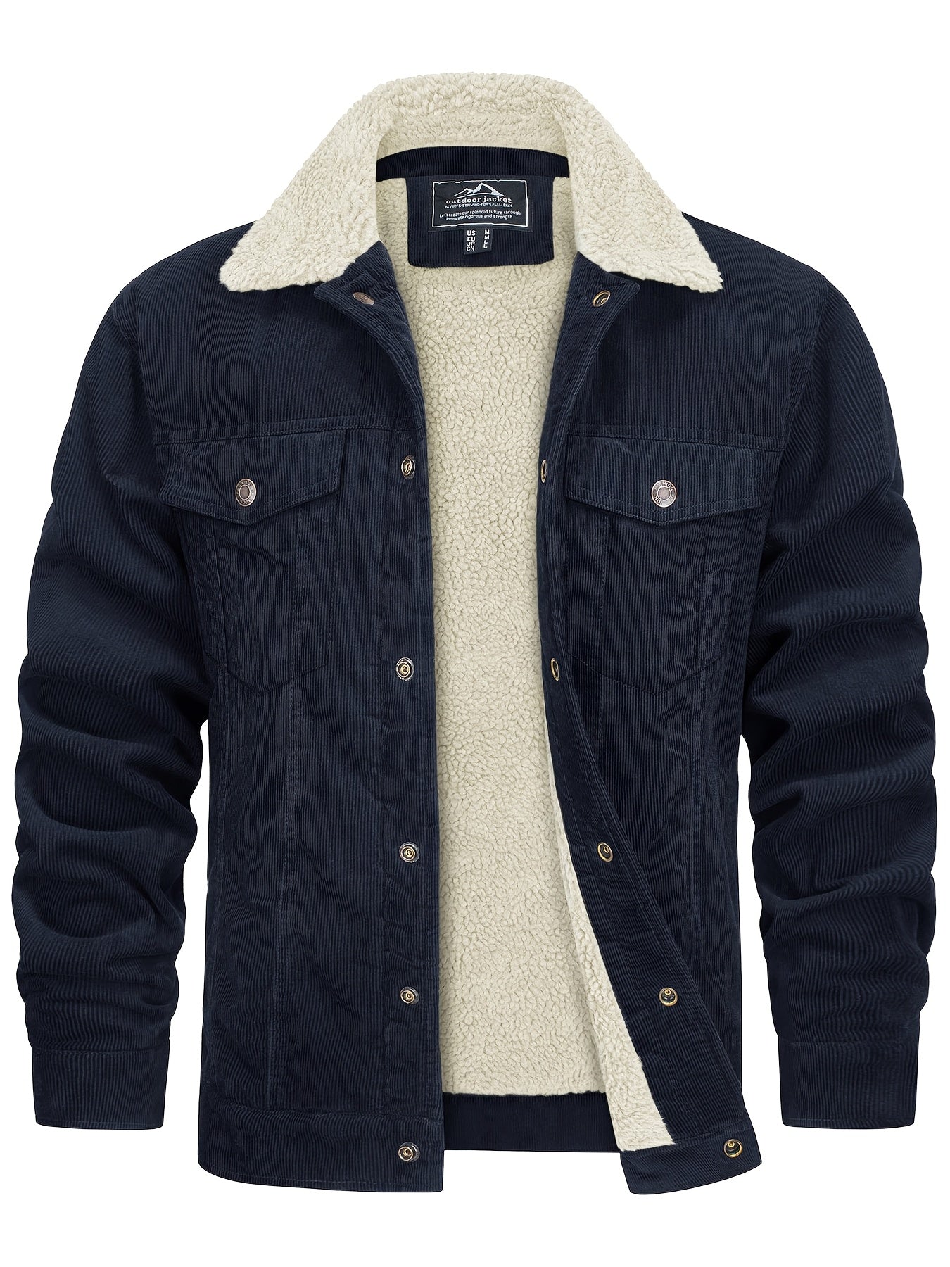 EKLENTSON Mens Winter Corduroy Jacket With Sherpa Lined Warmth TruckerWorkwearStyle