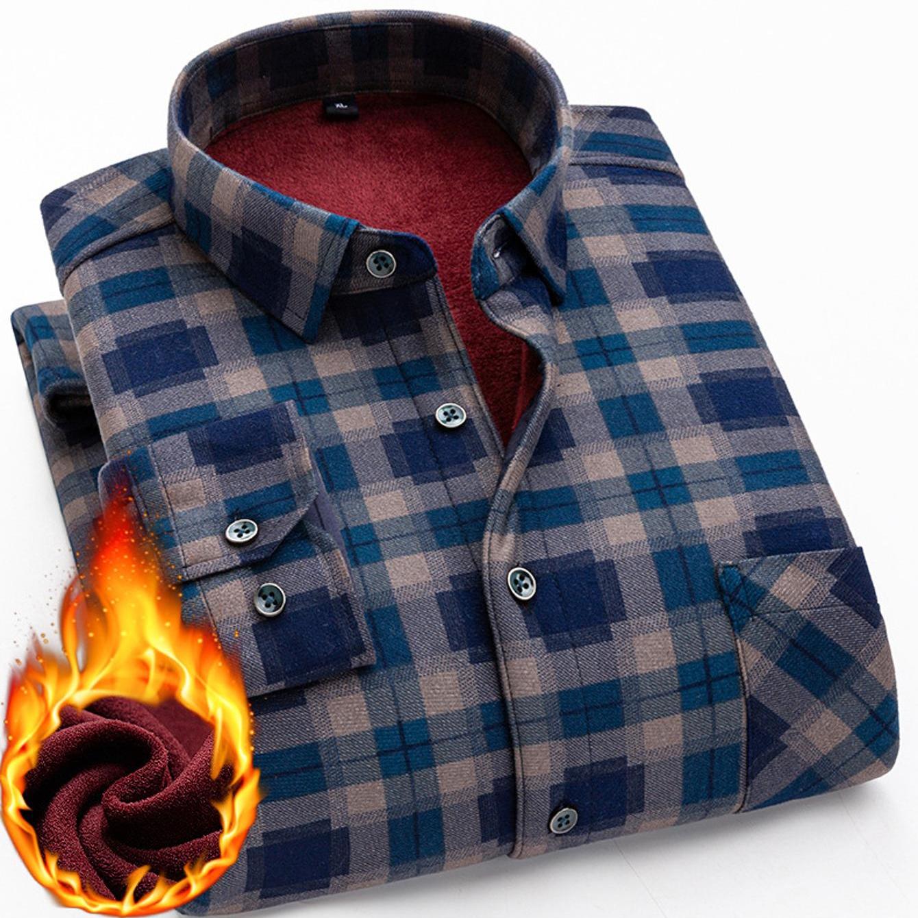 Mens Double Sided Plaid Winter Shirt Jacket For Casual Everyday Warm Durable Outerwear