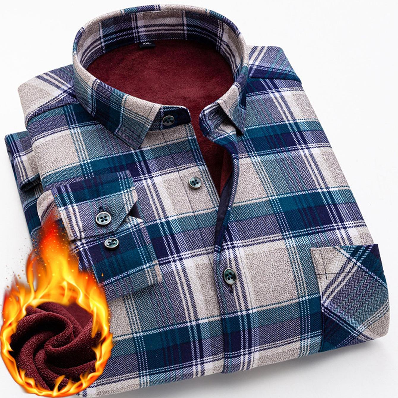 Mens Double Sided Plaid Winter Shirt Jacket For Casual Everyday Warm Durable Outerwear