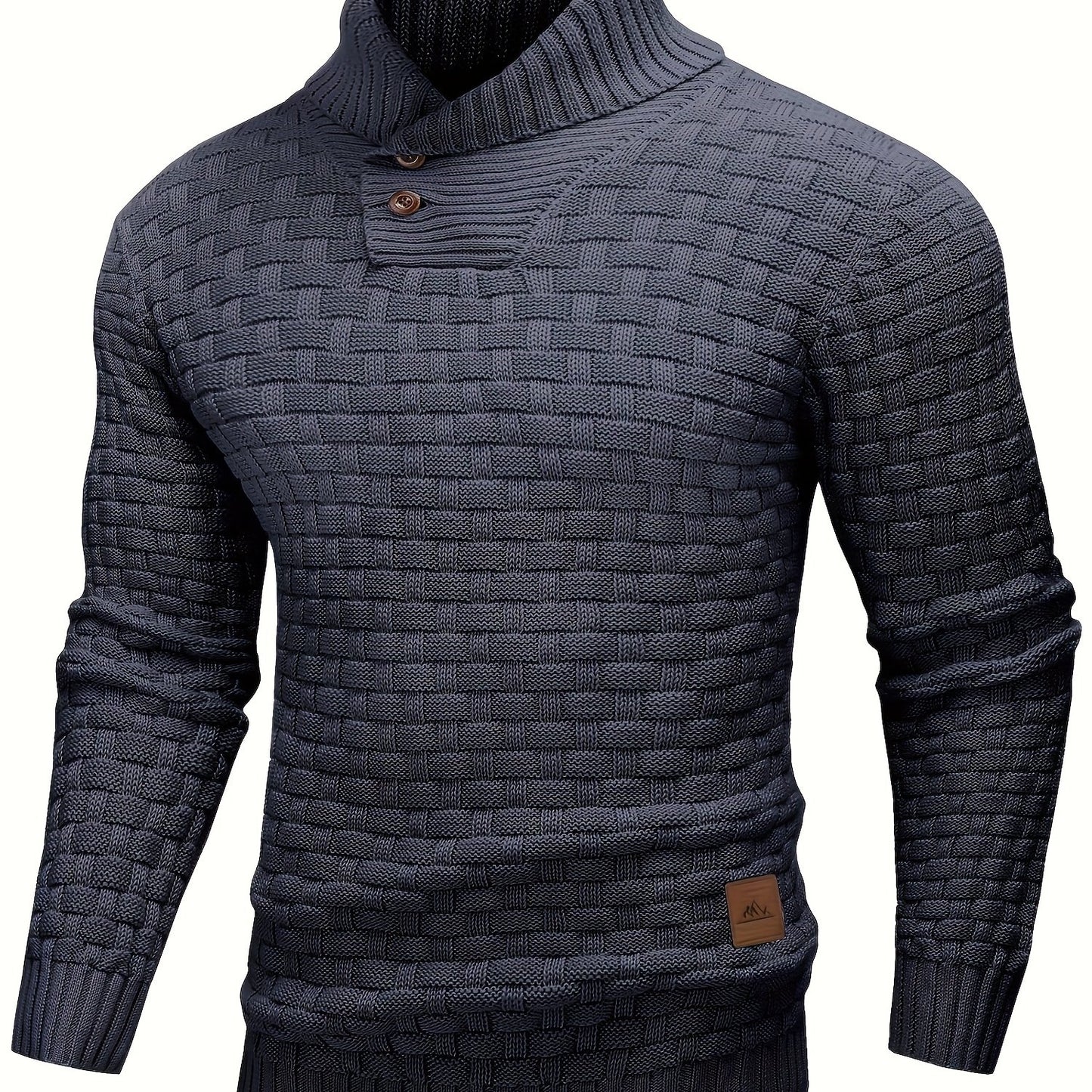 Mens Waffle Knit Sweater Coat With Lapel Collar Button Up For Office And Business Casual Wear
