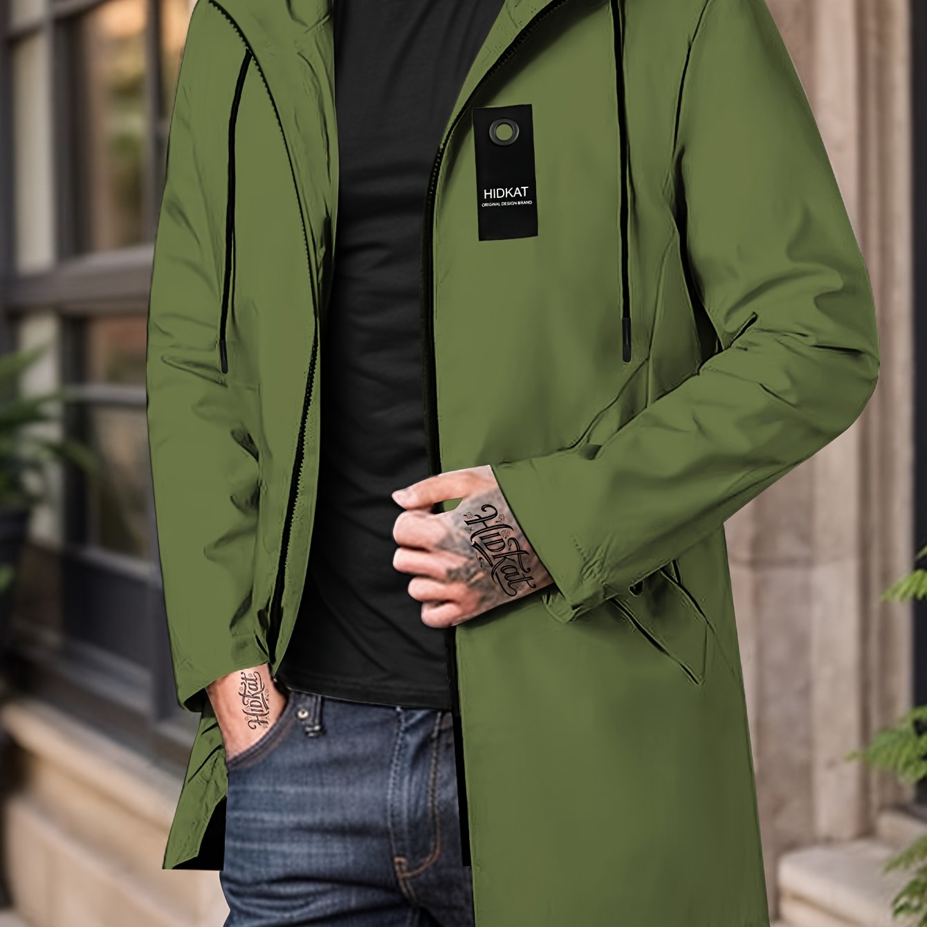 Mens Lightweight Hooded Jacket Full Zip Softshell With Zippered Pockets For Everyday Wear