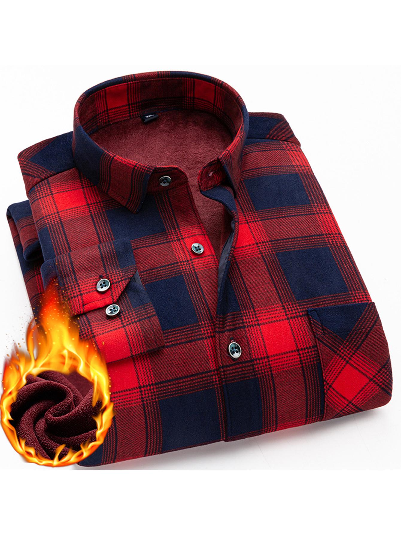Mens Double Sided Plaid Winter Shirt Jacket For Casual Everyday Warm Durable Outerwear