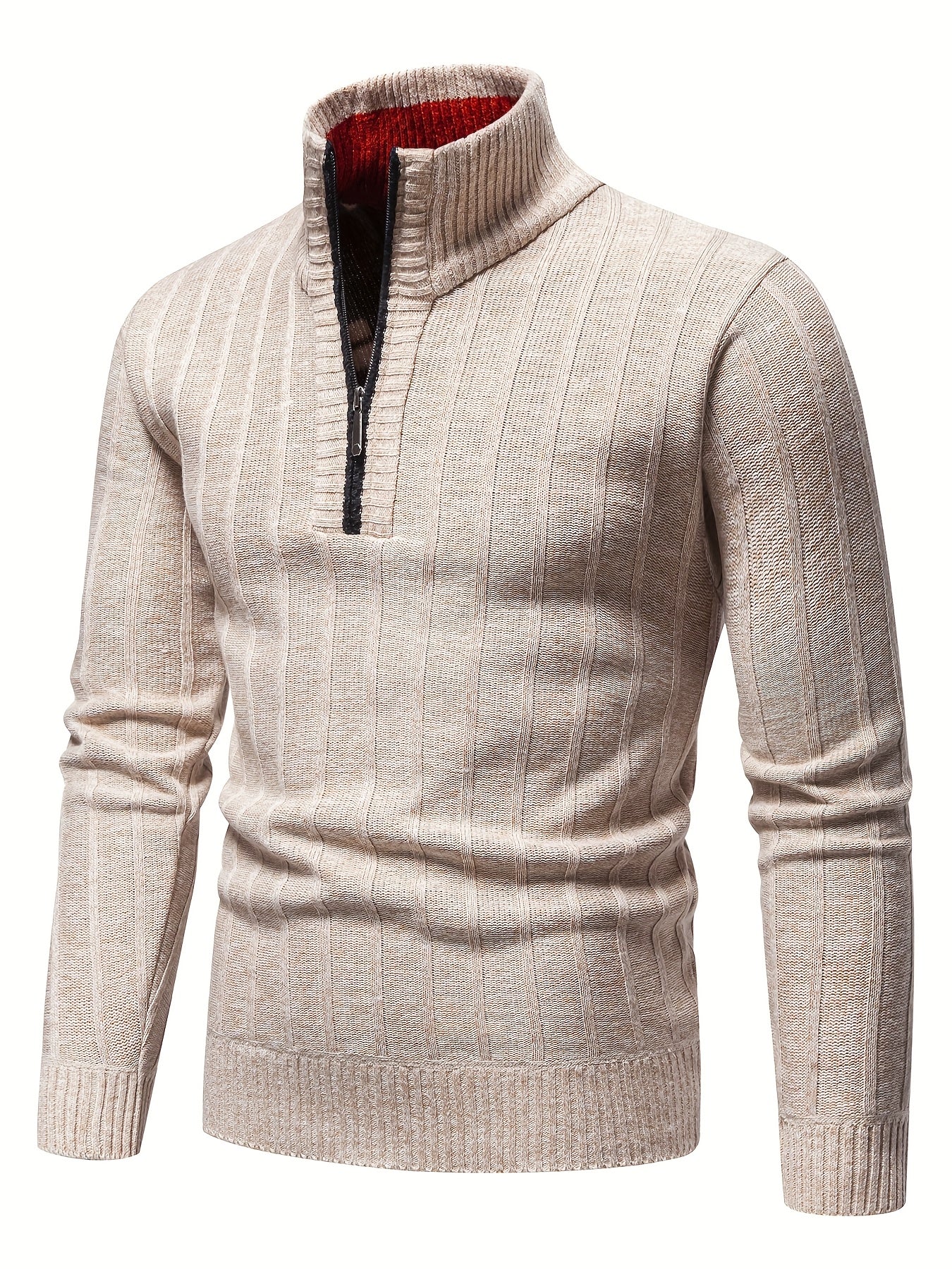 Mens Slim Fit Full Zip Stand Collar Sweater Jacket For Cold Weather Outerwear For Fall And Winter