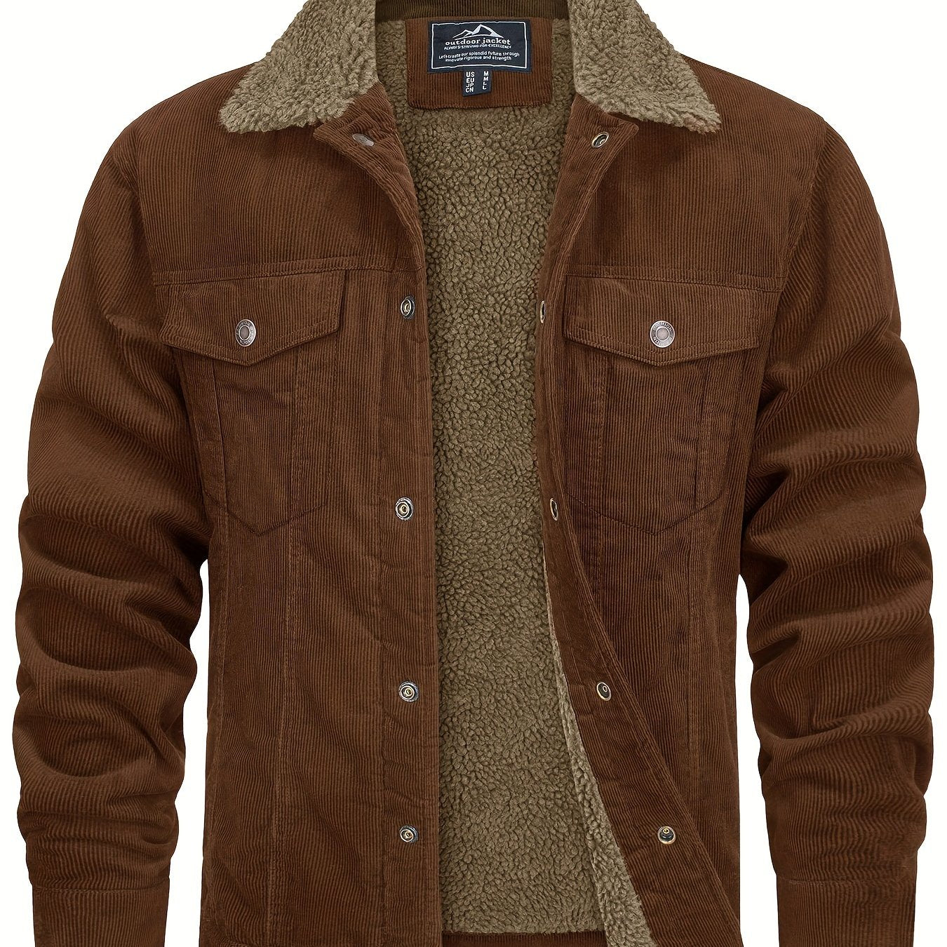 EKLENTSON Mens Winter Corduroy Jacket With Sherpa Lined Warmth TruckerWorkwearStyle