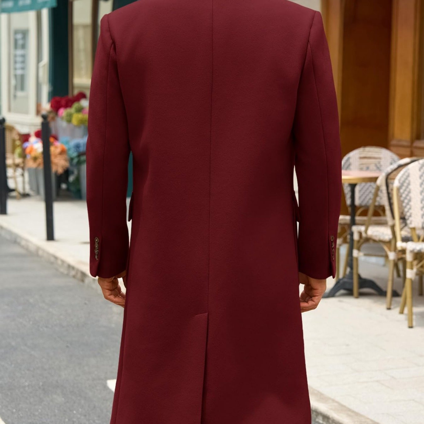 Men's Classic Double Breasted Trench Coat With Notched Lapel And Warm Polyester Lining For Winter