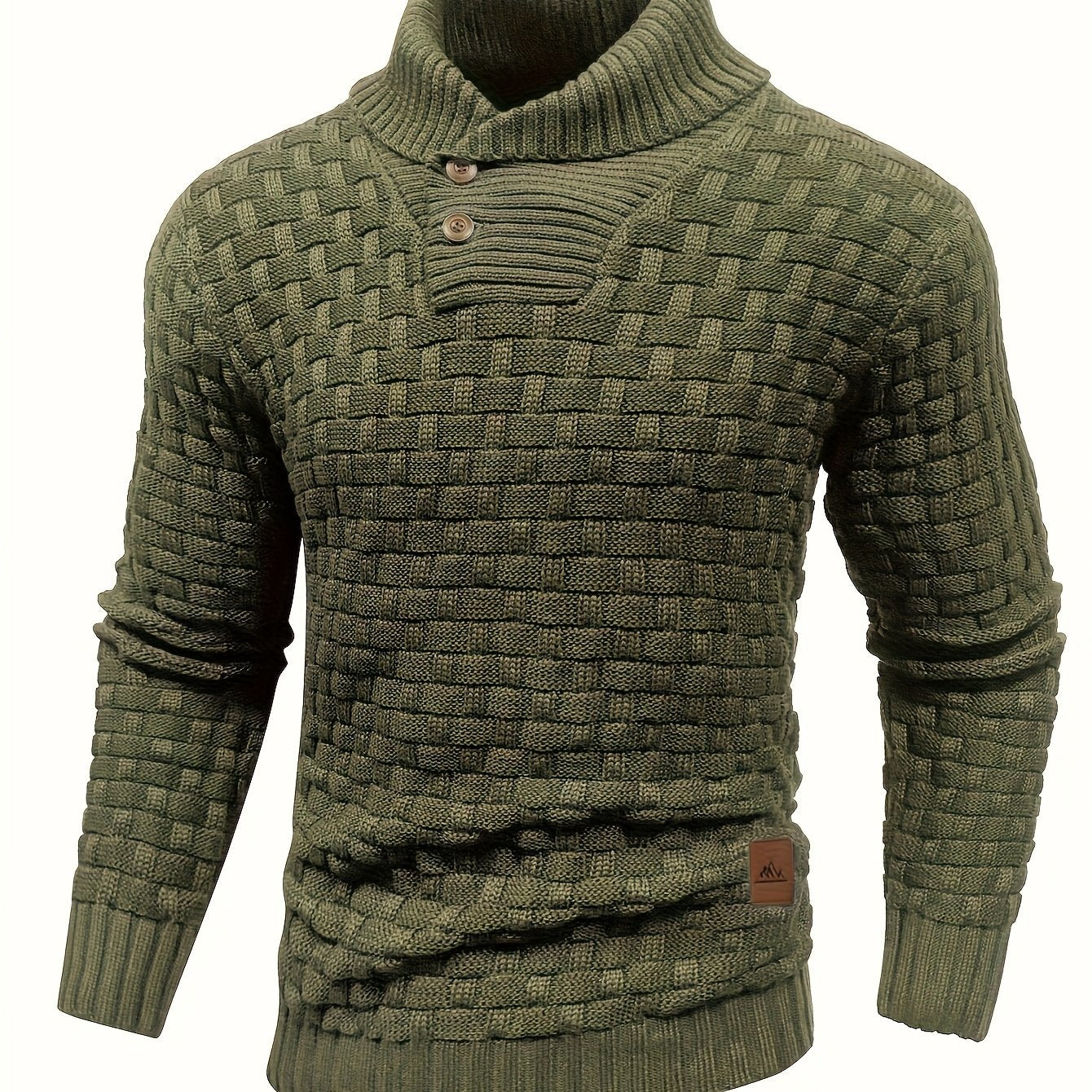 Mens Waffle Knit Sweater Coat With Lapel Collar Button Up For Office And Business Casual Wear