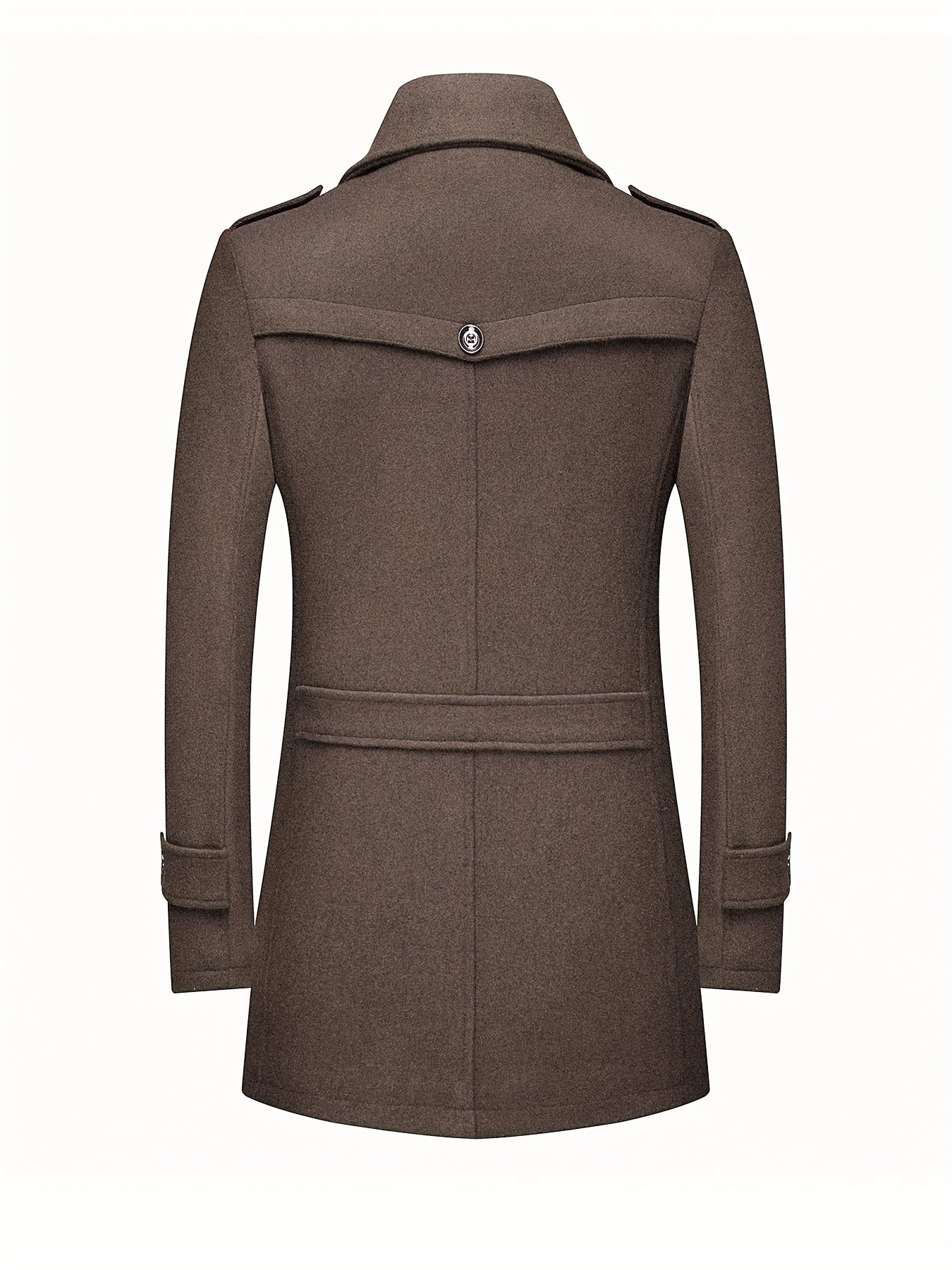 Mens Wool Blend Winter Coat With Detachable Scarf Collar Single Breasted Trench Coat For Cold Weather