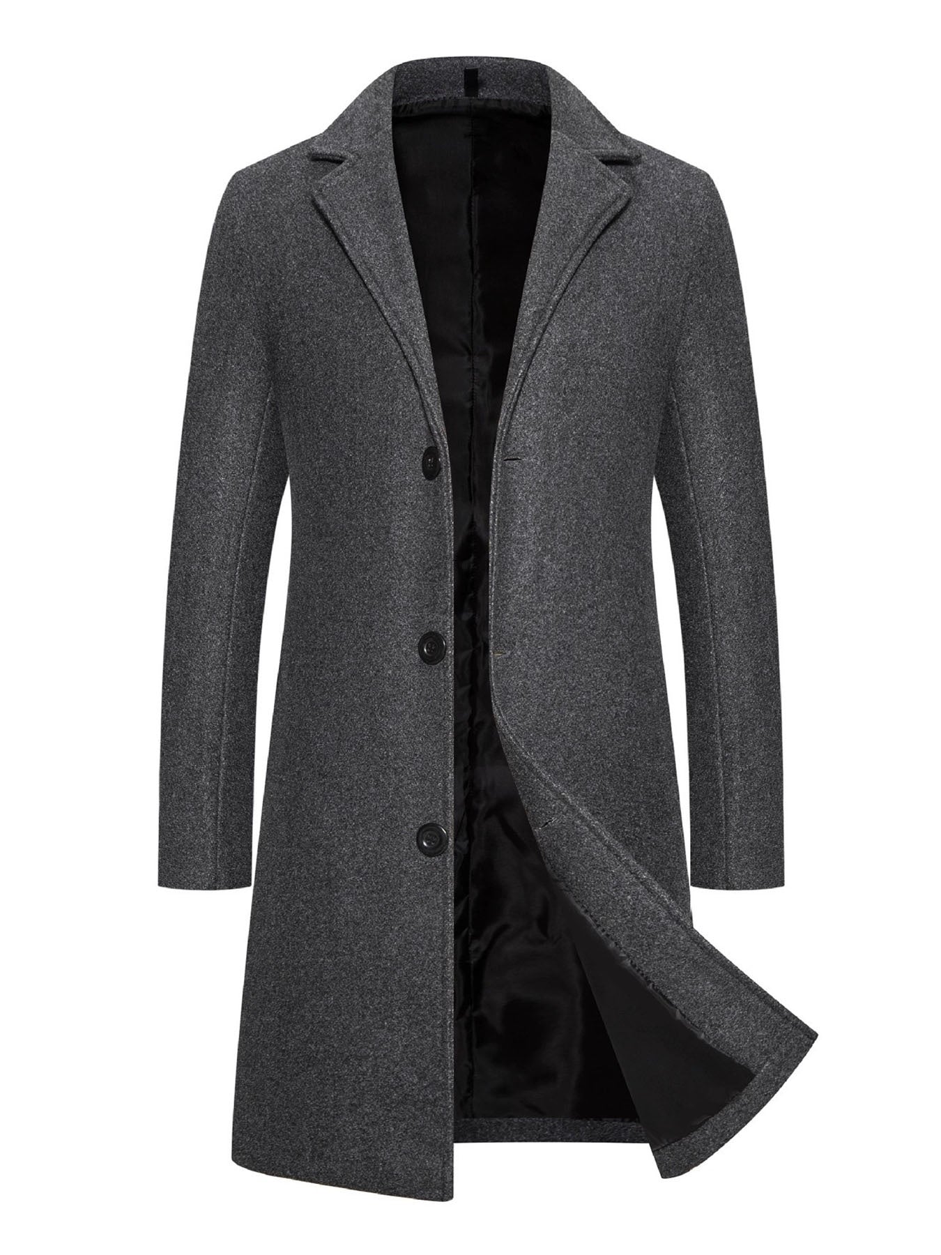 Men's Heavy Windproof Wintertime Overcoat Buttoned Closure Lapel Collar Insulated