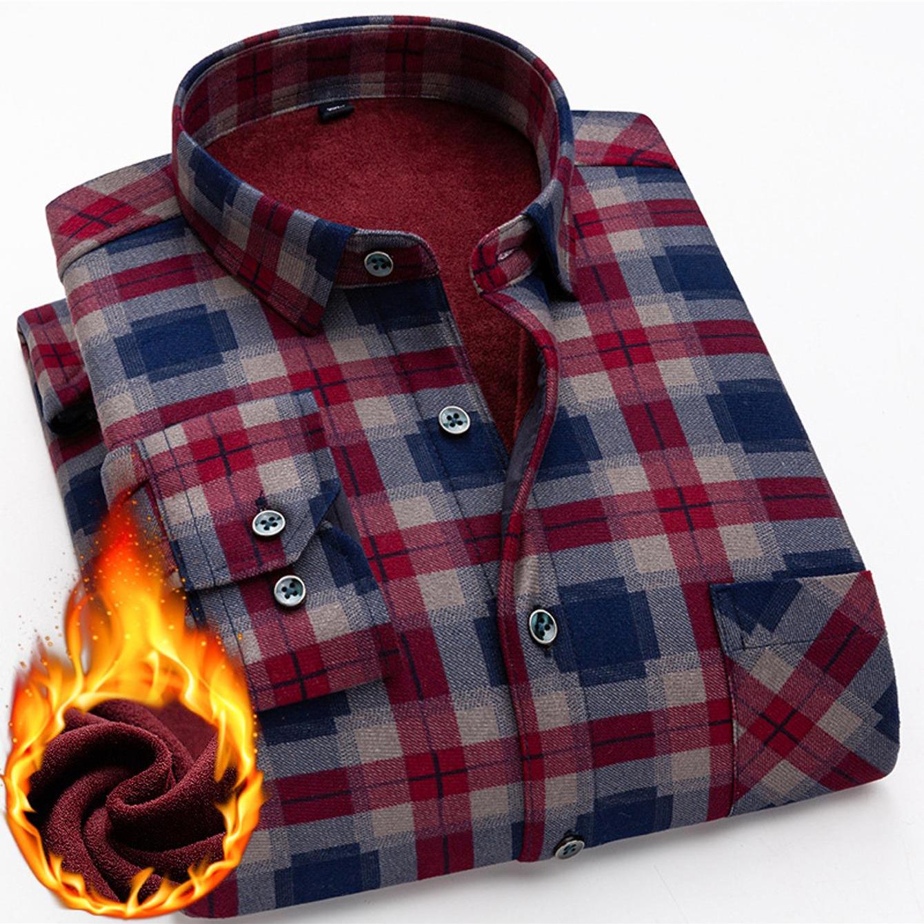 Mens Double Sided Plaid Winter Shirt Jacket For Casual Everyday Warm Durable Outerwear
