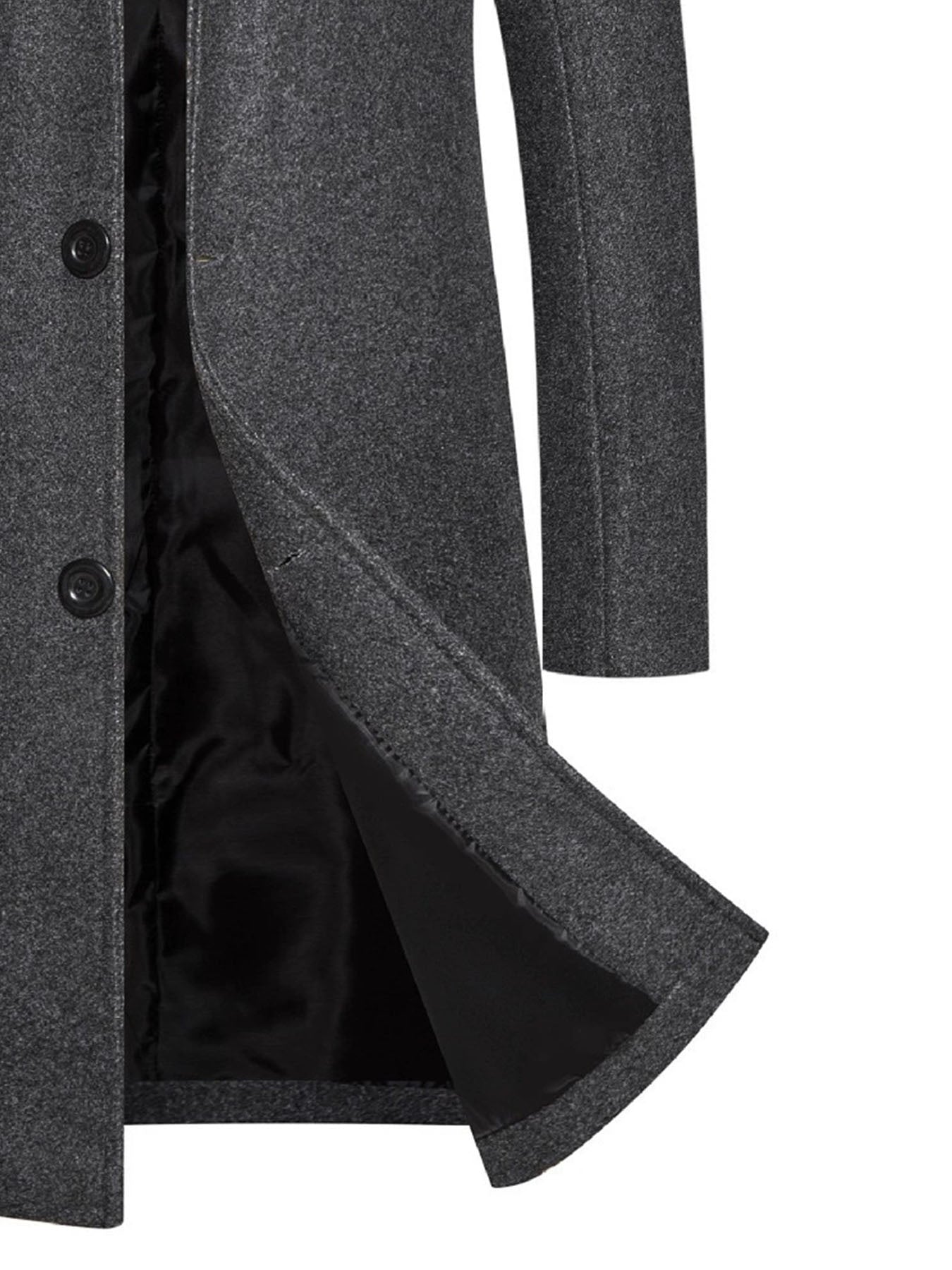 Men's Heavy Windproof Wintertime Overcoat Buttoned Closure Lapel Collar Insulated