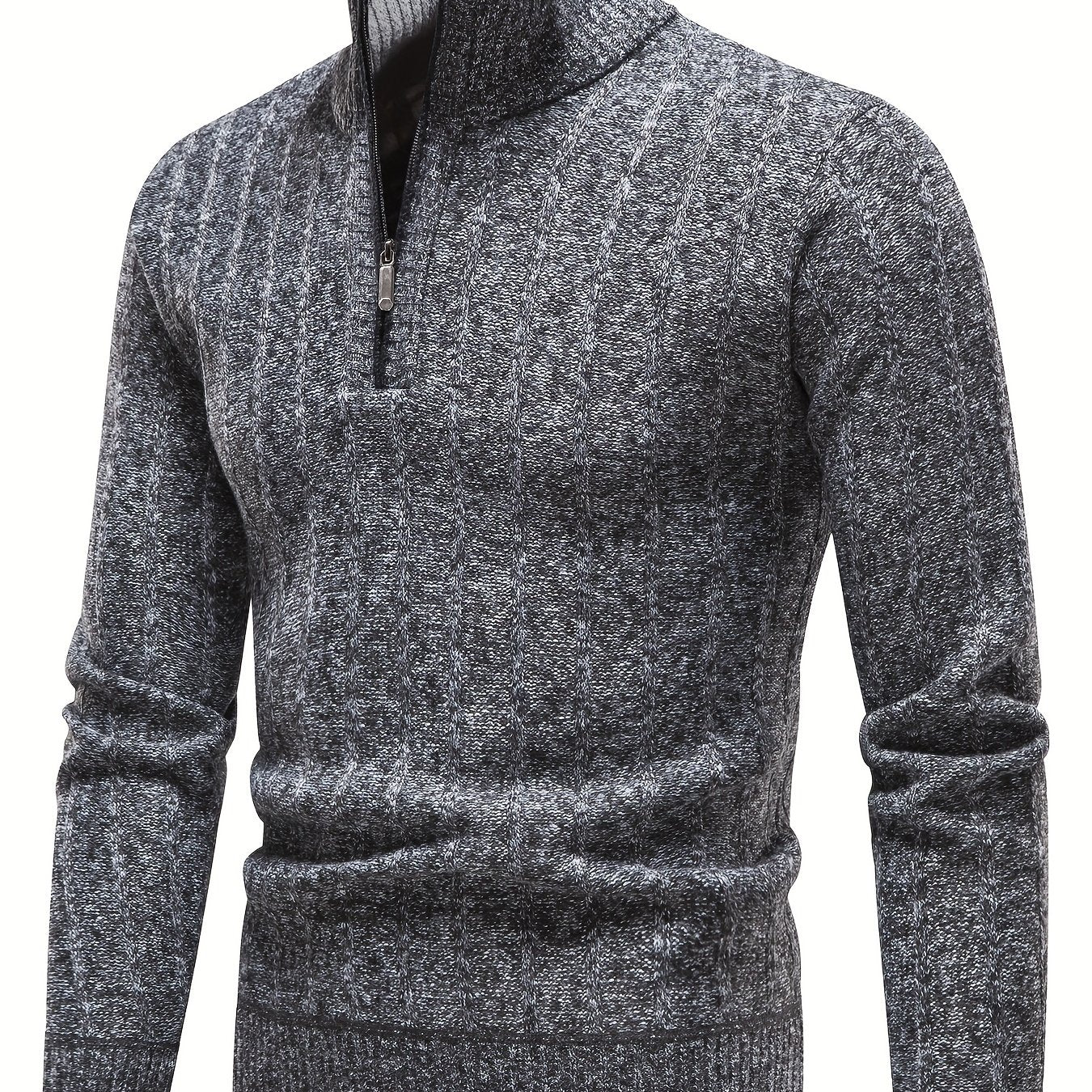 Mens Slim Fit Full Zip Stand Collar Sweater Jacket For Cold Weather Outerwear For Fall And Winter