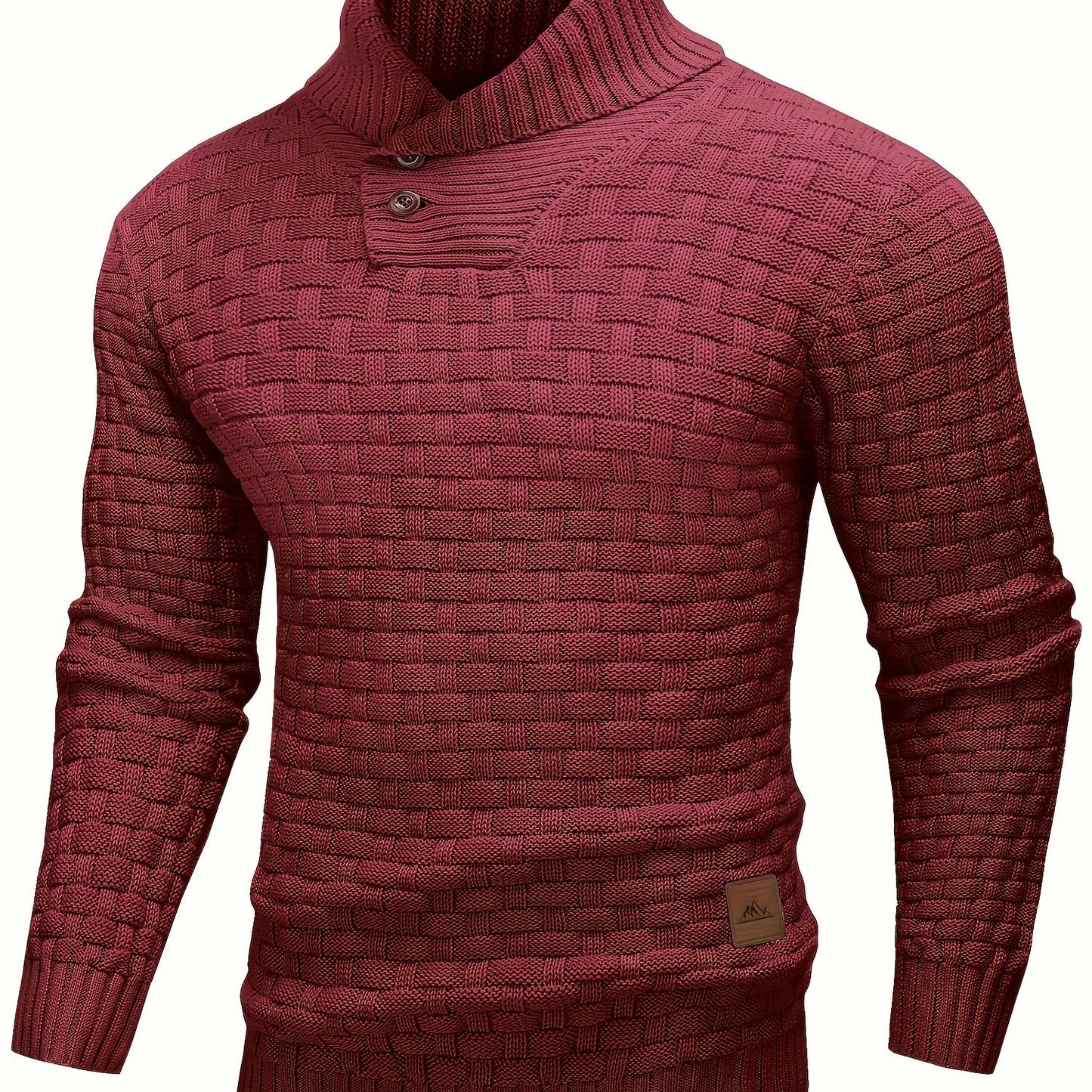Mens Waffle Knit Sweater Coat With Lapel Collar Button Up For Office And Business Casual Wear