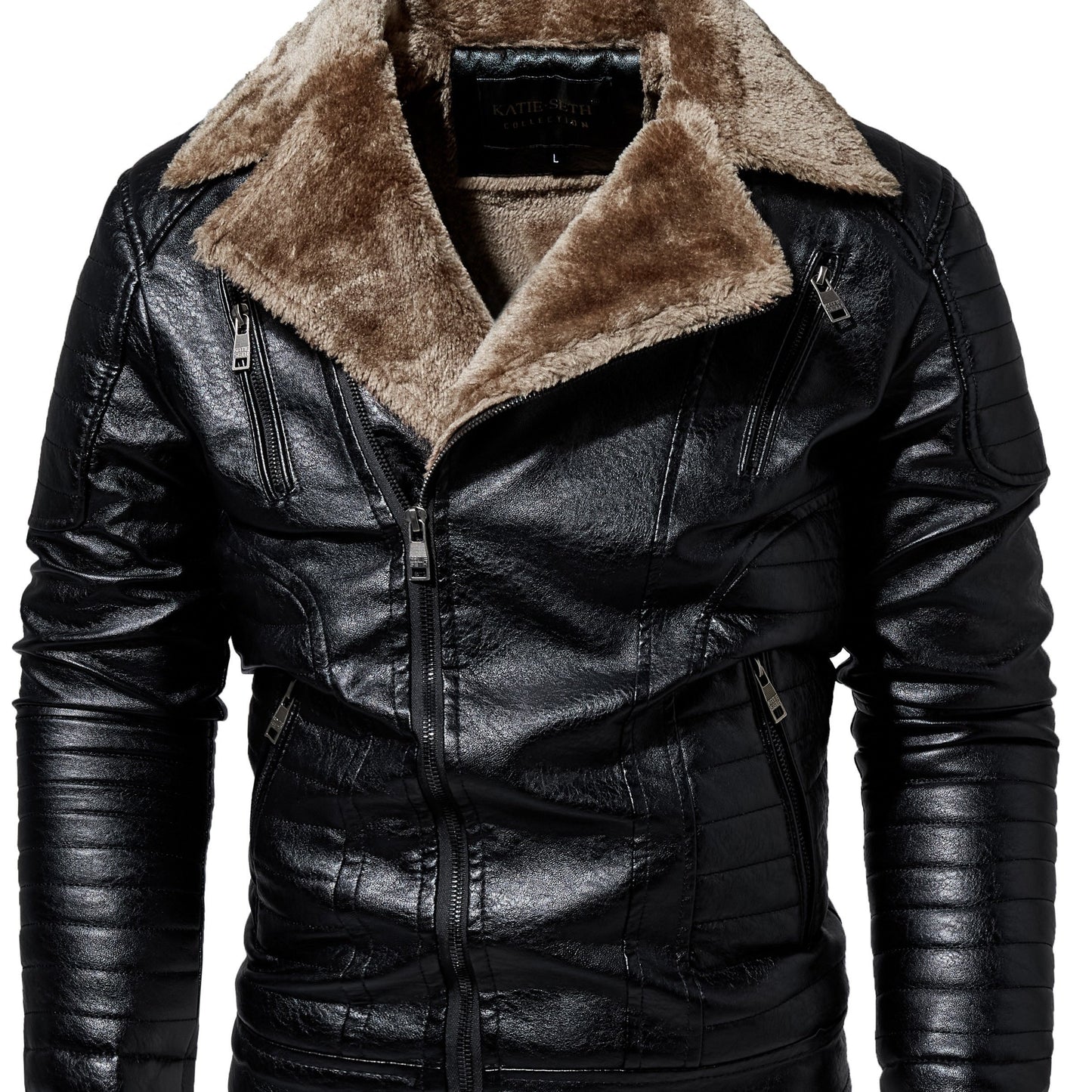Men PU Leather Jacket With Lapel Collar Fashion Trend