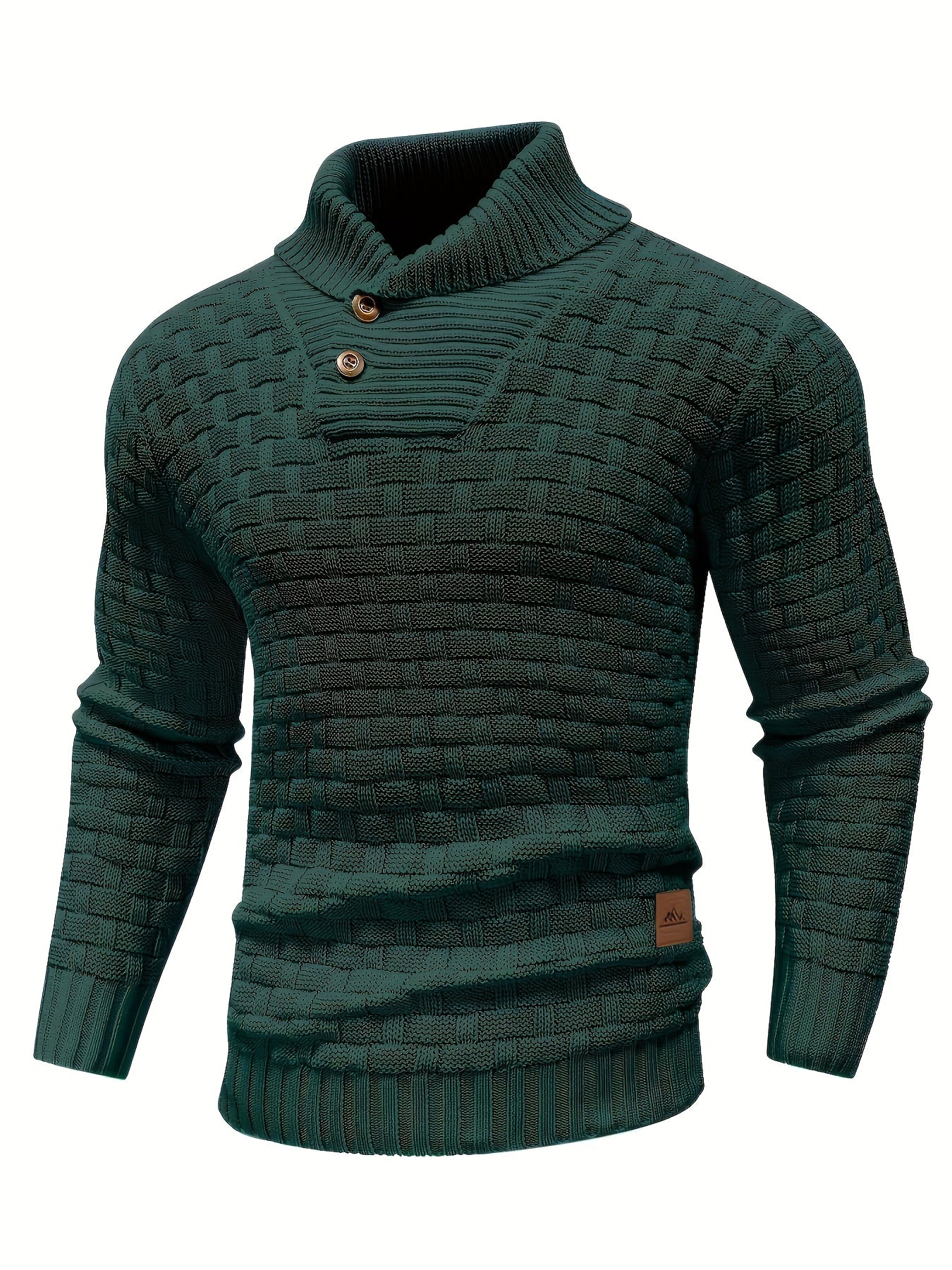 Mens Waffle Knit Sweater Coat With Lapel Collar Button Up For Office And Business Casual Wear