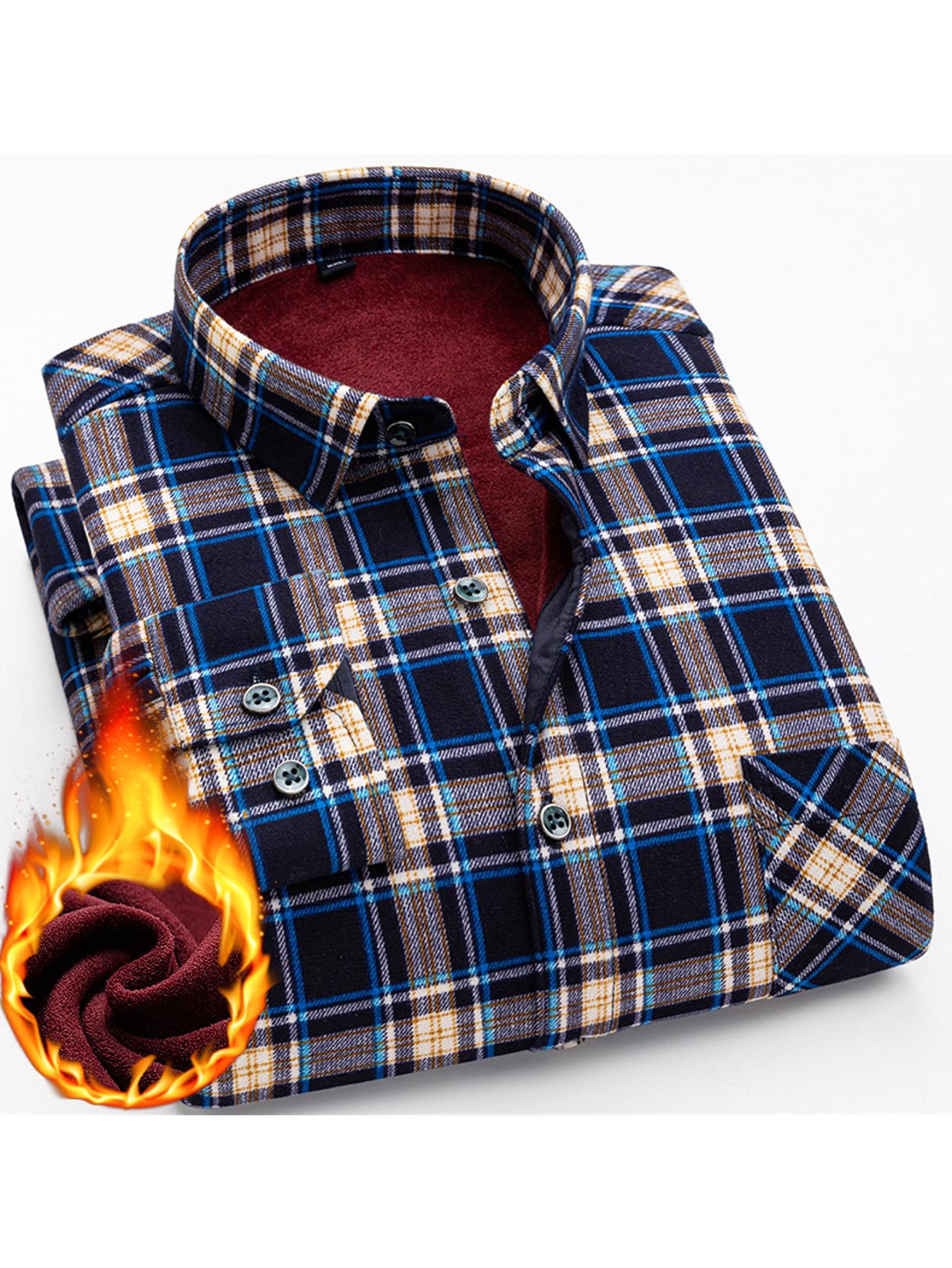Mens Double Sided Plaid Winter Shirt Jacket For Casual Everyday Warm Durable Outerwear