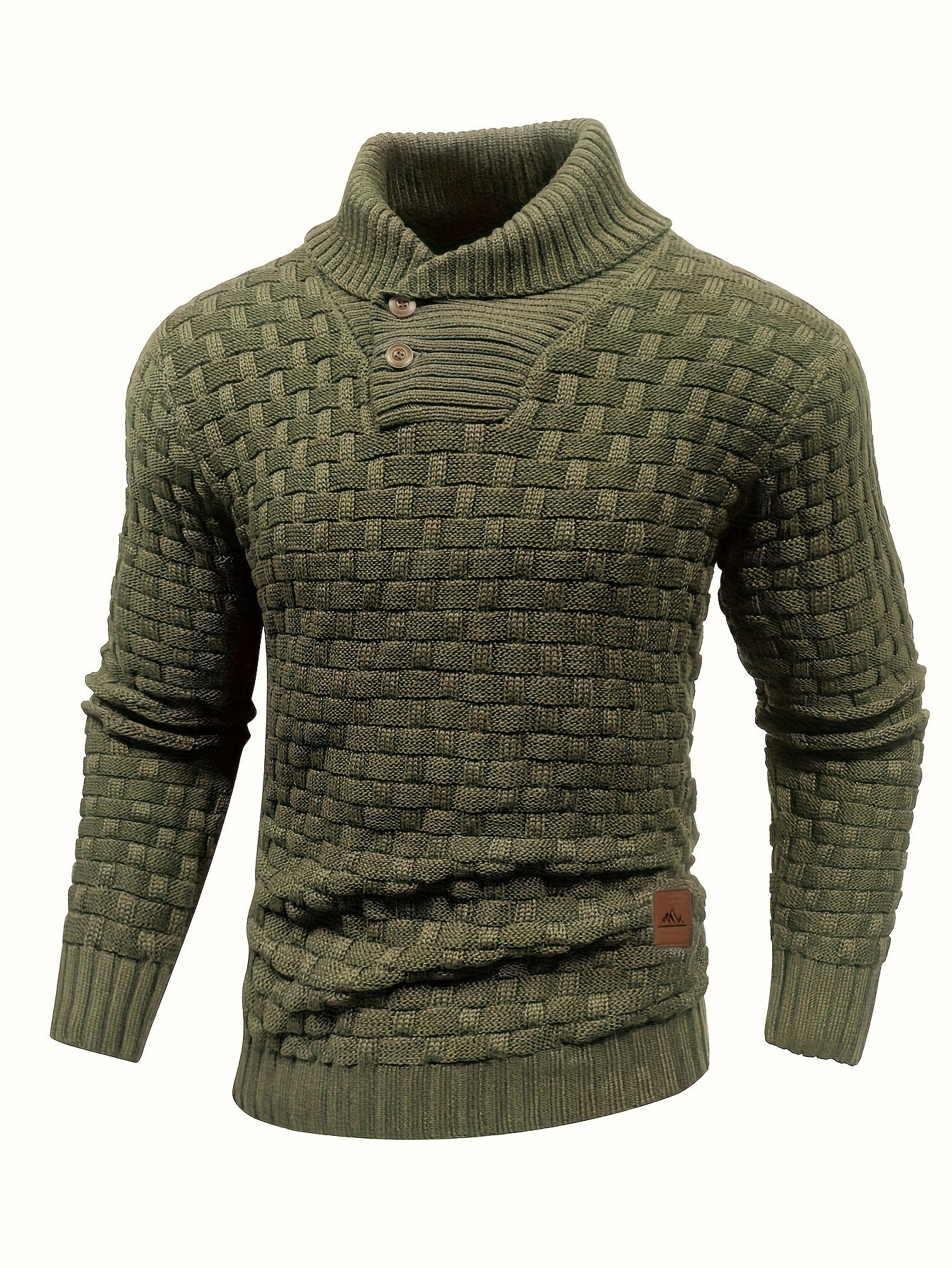 Mens Waffle Knit Sweater Coat With Lapel Collar Button Up For Office And Business Casual Wear