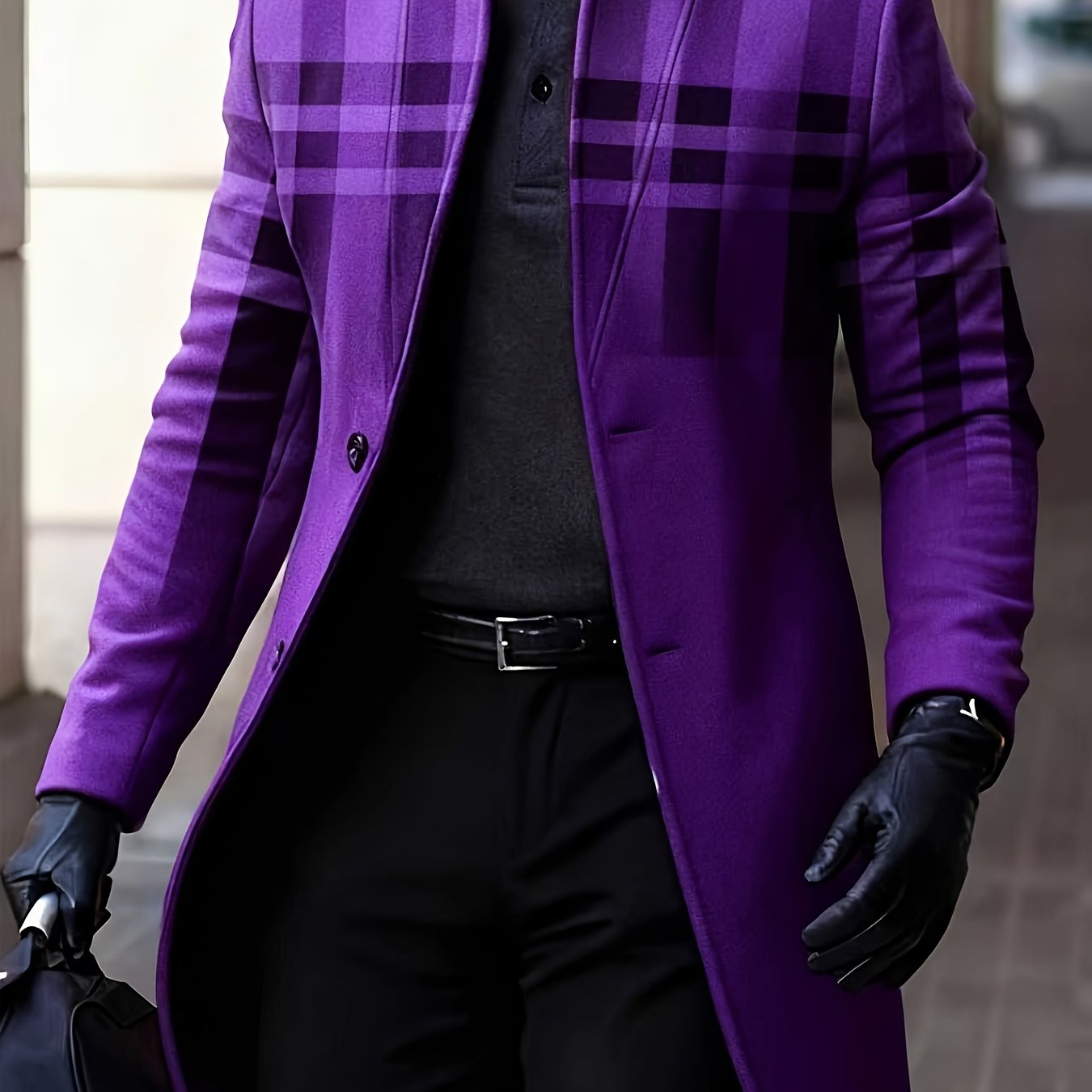 Men's Winter Windbreaker Jacket Stand Collar Coat Button Closure Machine Washable Outerwear Random Print