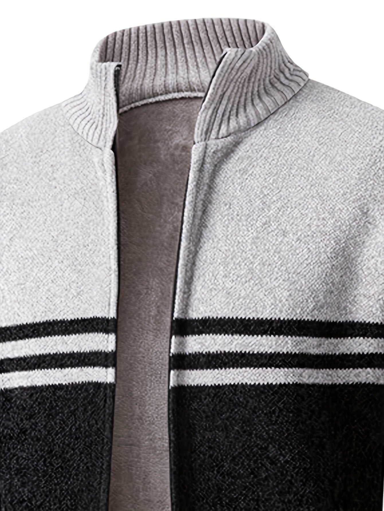 Mens Slim Fit Zip Up Cardigan Jacket Thick Warm Knit Coat With Full Zip Front For Office And Formal Wear