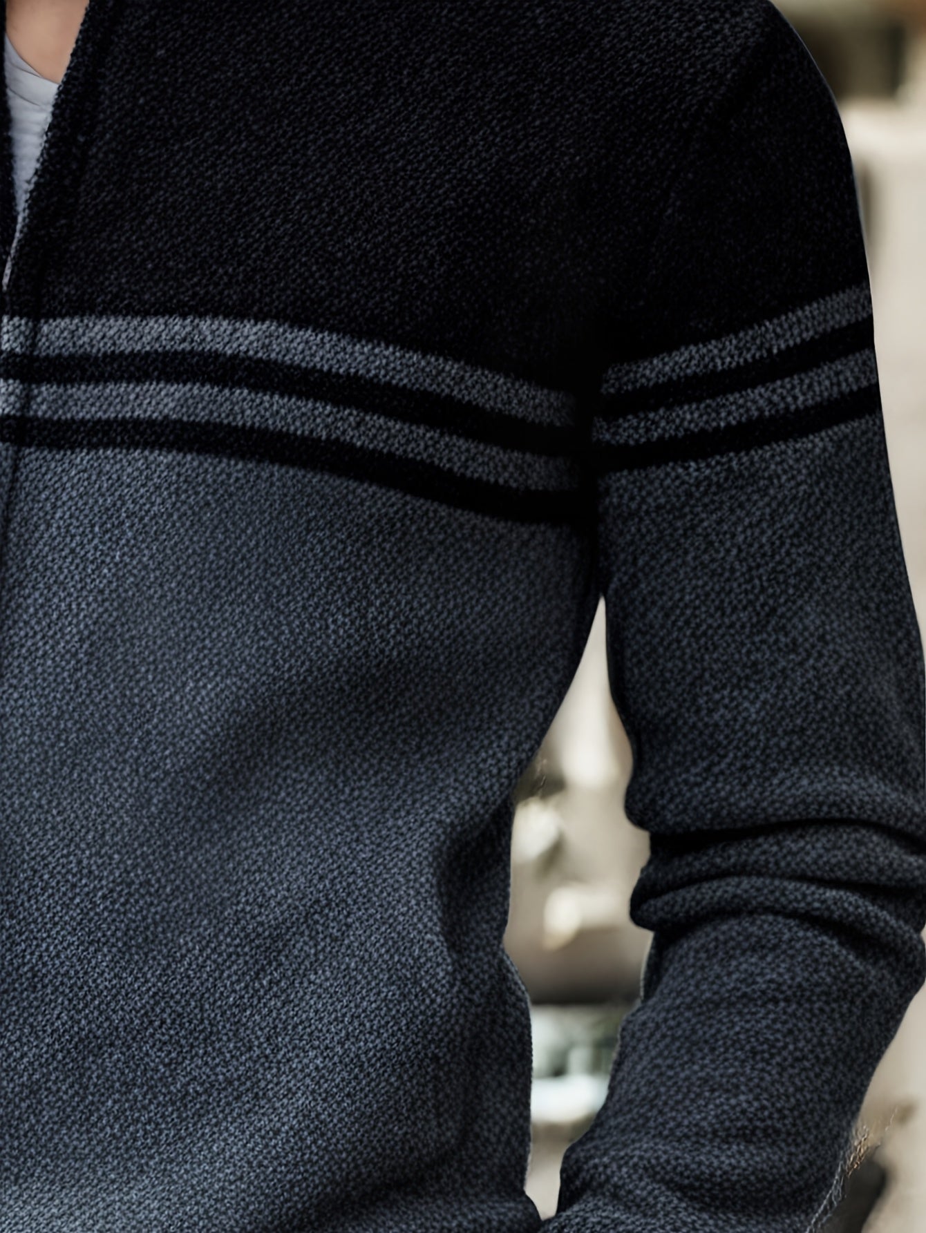 Mens Slim Fit Zip Up Cardigan Jacket Thick Warm Knit Coat With Full Zip Front For Office And Formal Wear