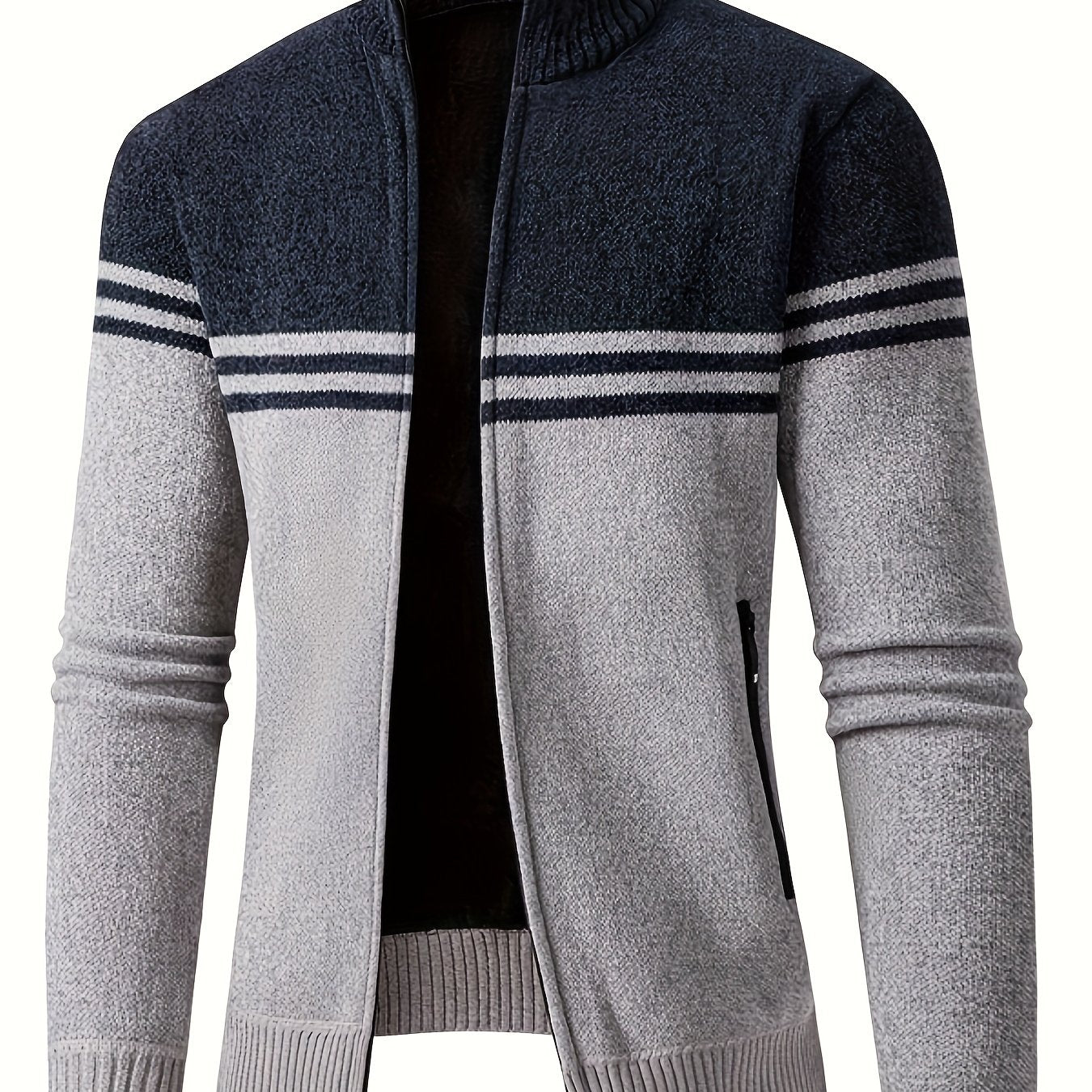 Mens Slim Fit Zip Up Cardigan Jacket Thick Warm Knit Coat With Full Zip Front For Office And Formal Wear