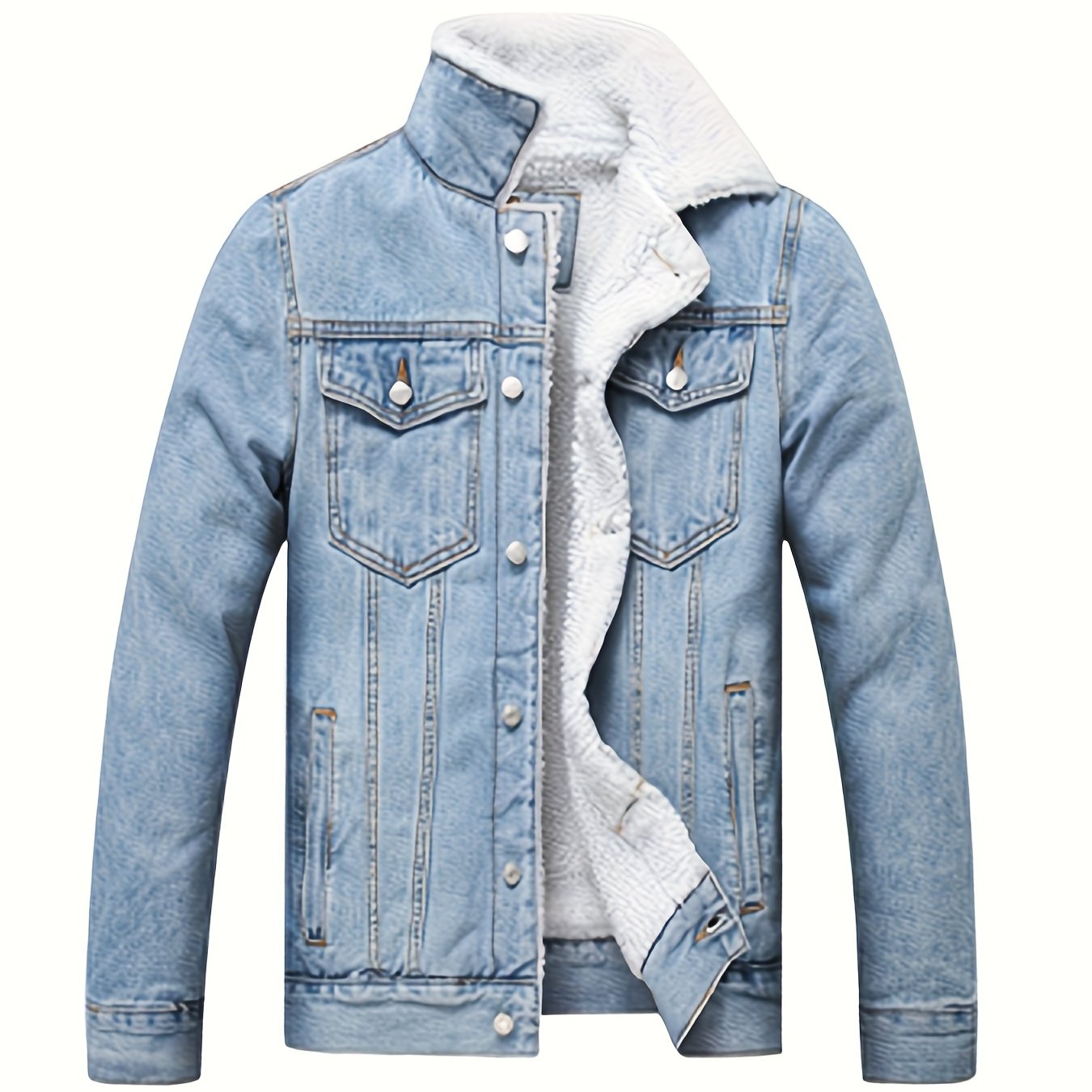 Mens Ultrawarm Insulated Fleece Lined Faux Denim Jacket Weatherproof Windbreaker