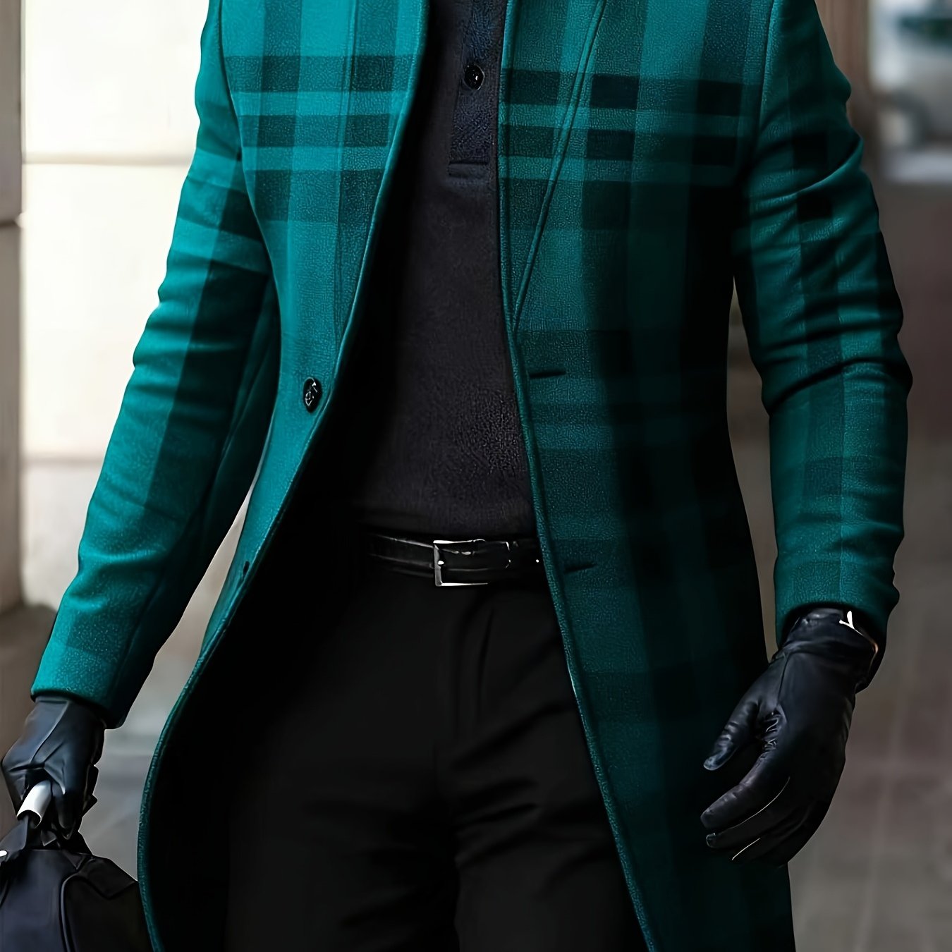 Men's Winter Windbreaker Jacket Stand Collar Coat Button Closure Machine Washable Outerwear Random Print